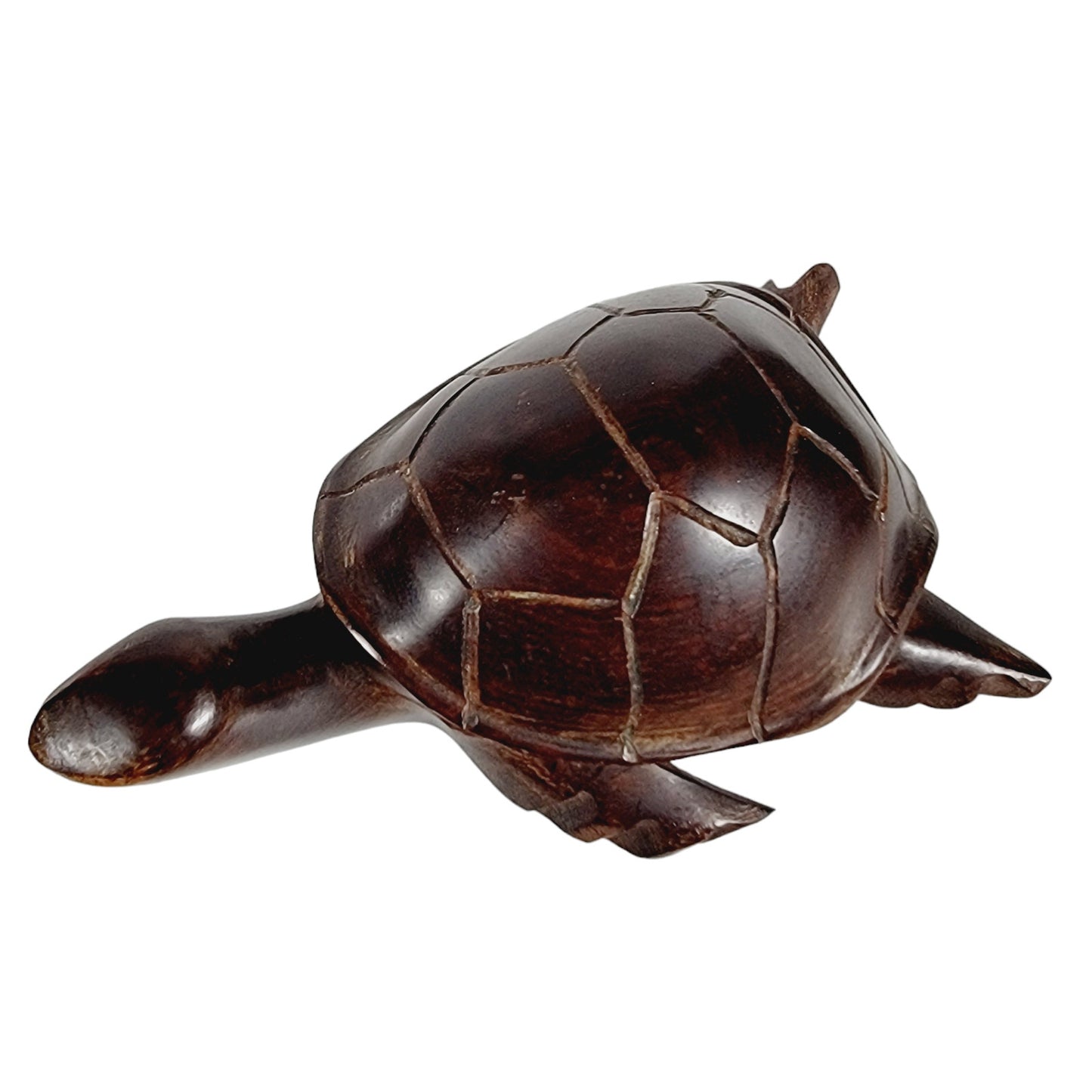 Vintage Hand-Carved Ironwood Sea Turtle Figurine, Wood Turtle Sculpture