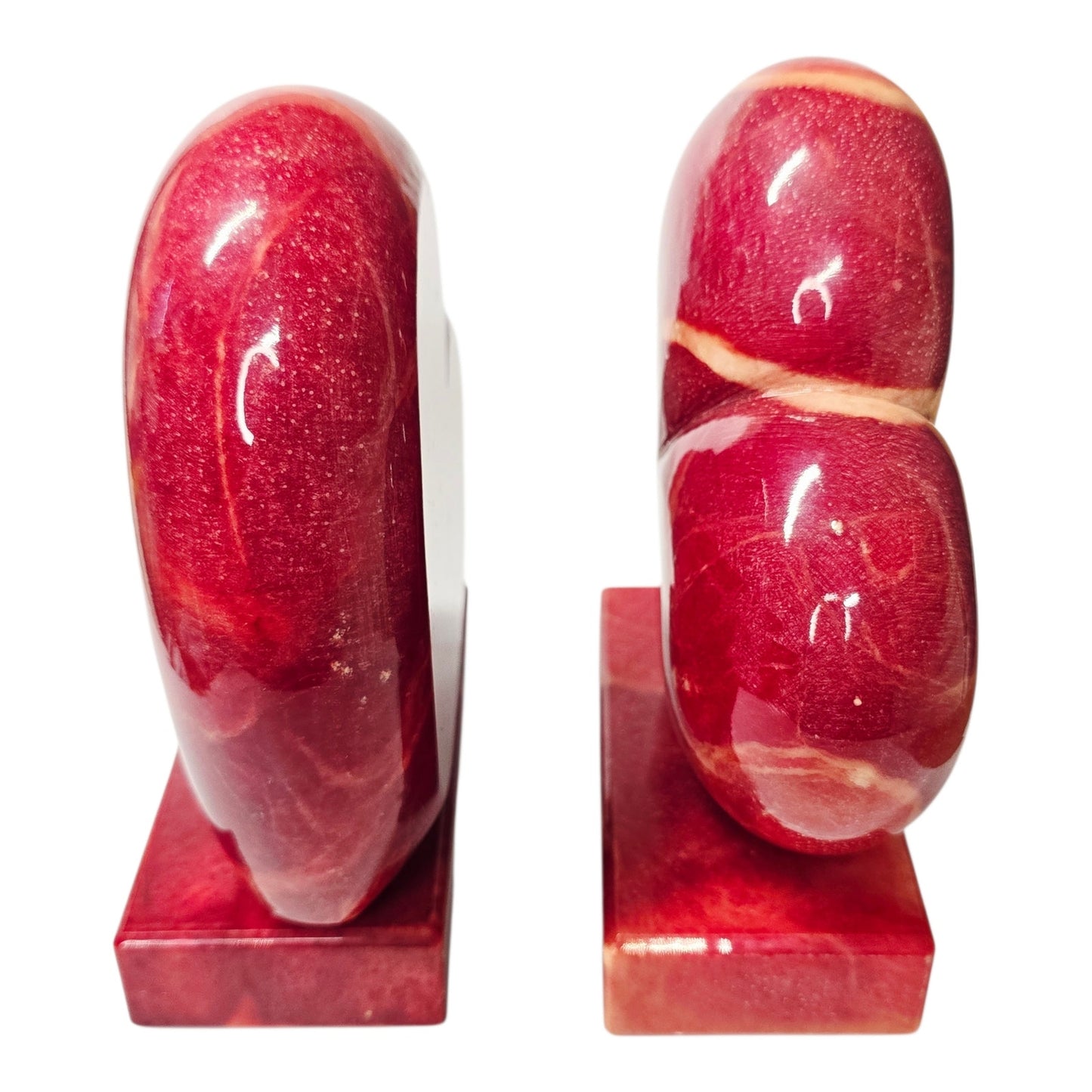 Vtg Ducceschi Italian Alabaster Red Heart Bookends Mid Century MCM Italy 8 lbs