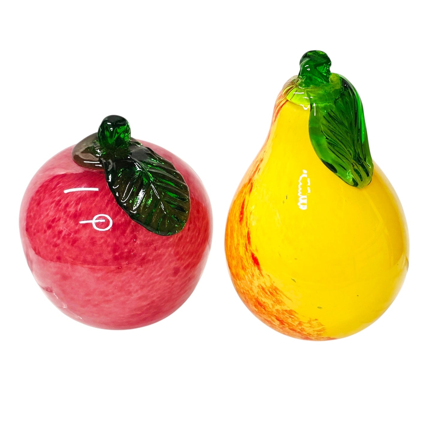 Vtg Italian Art Glass Fruit Apple Pear Figurines Hand Blown Murano Style Italy