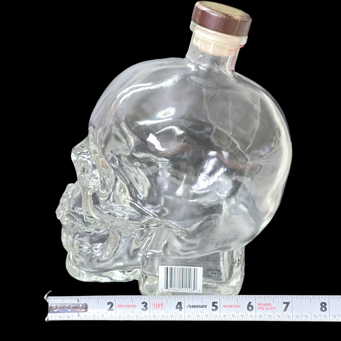 Large Crystal Head Vodka Skull Bottle (Empty) 1.75 L w/Original Stopper 9"