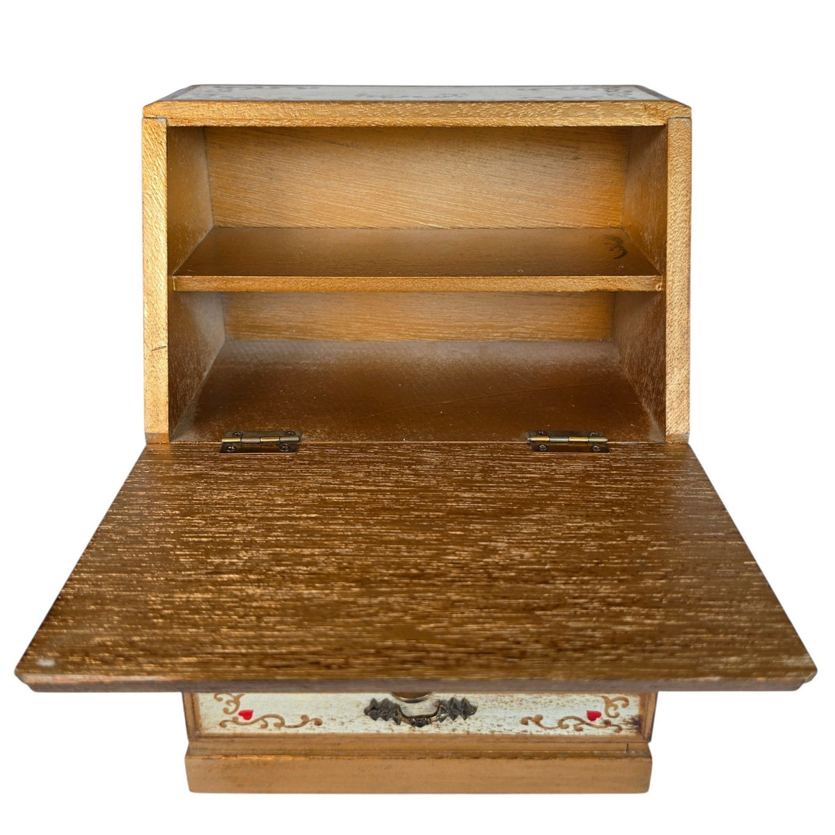 Vintage Italian Florentine Wood Musical Jewelry Box Toyo Impossible Dream