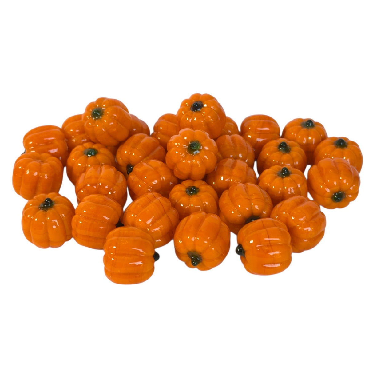 Set of Mini Orange Glass Pumpkins Fall Harvest Bowl Filler Decor