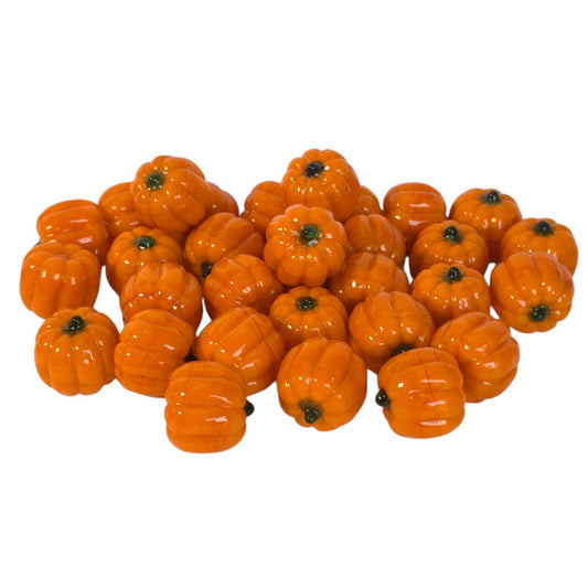Set of Mini Orange Glass Pumpkins Fall Harvest Bowl Filler Decor