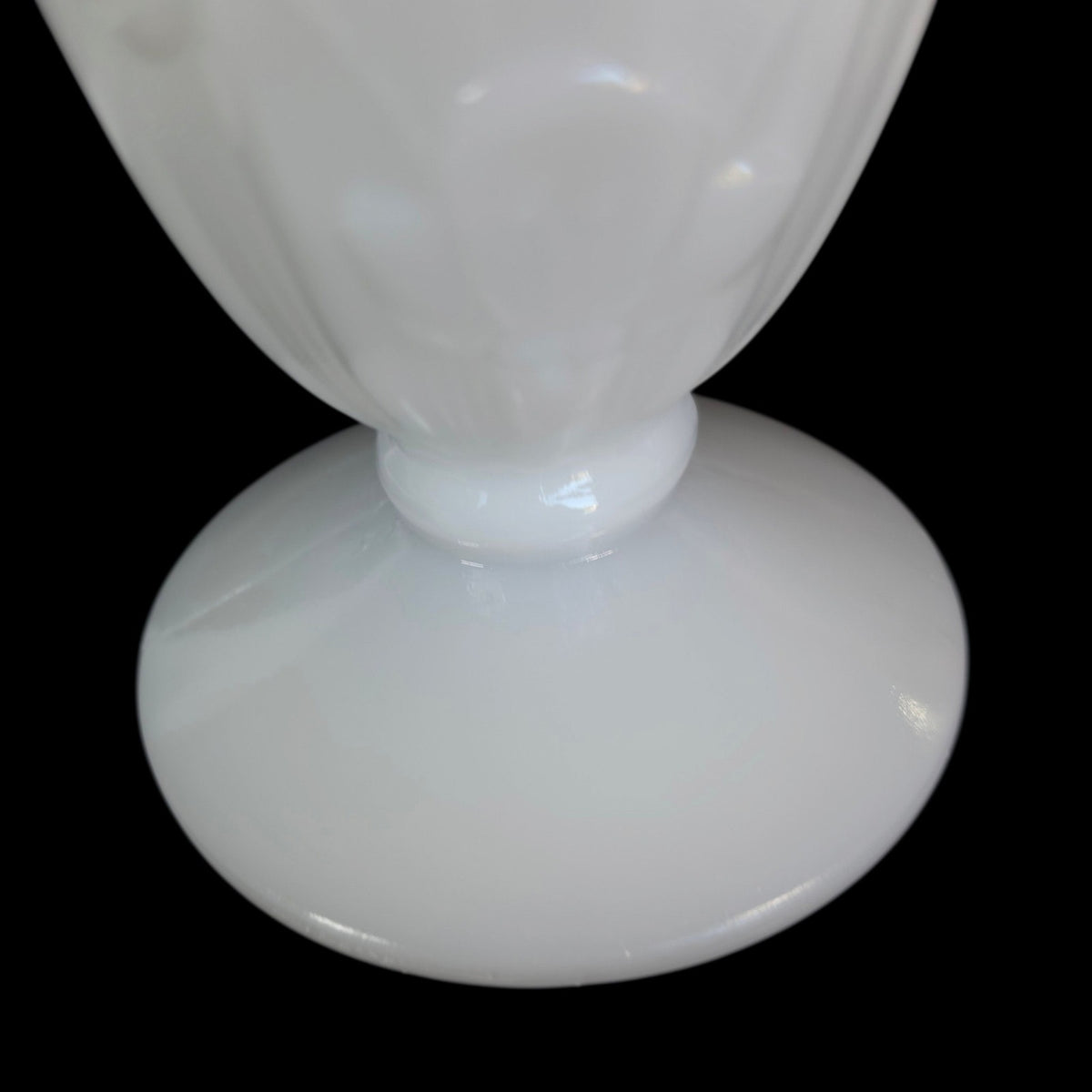 Vintage Jeannette Glass Iris & Herringbone Milk Glass 9” Footed Vase