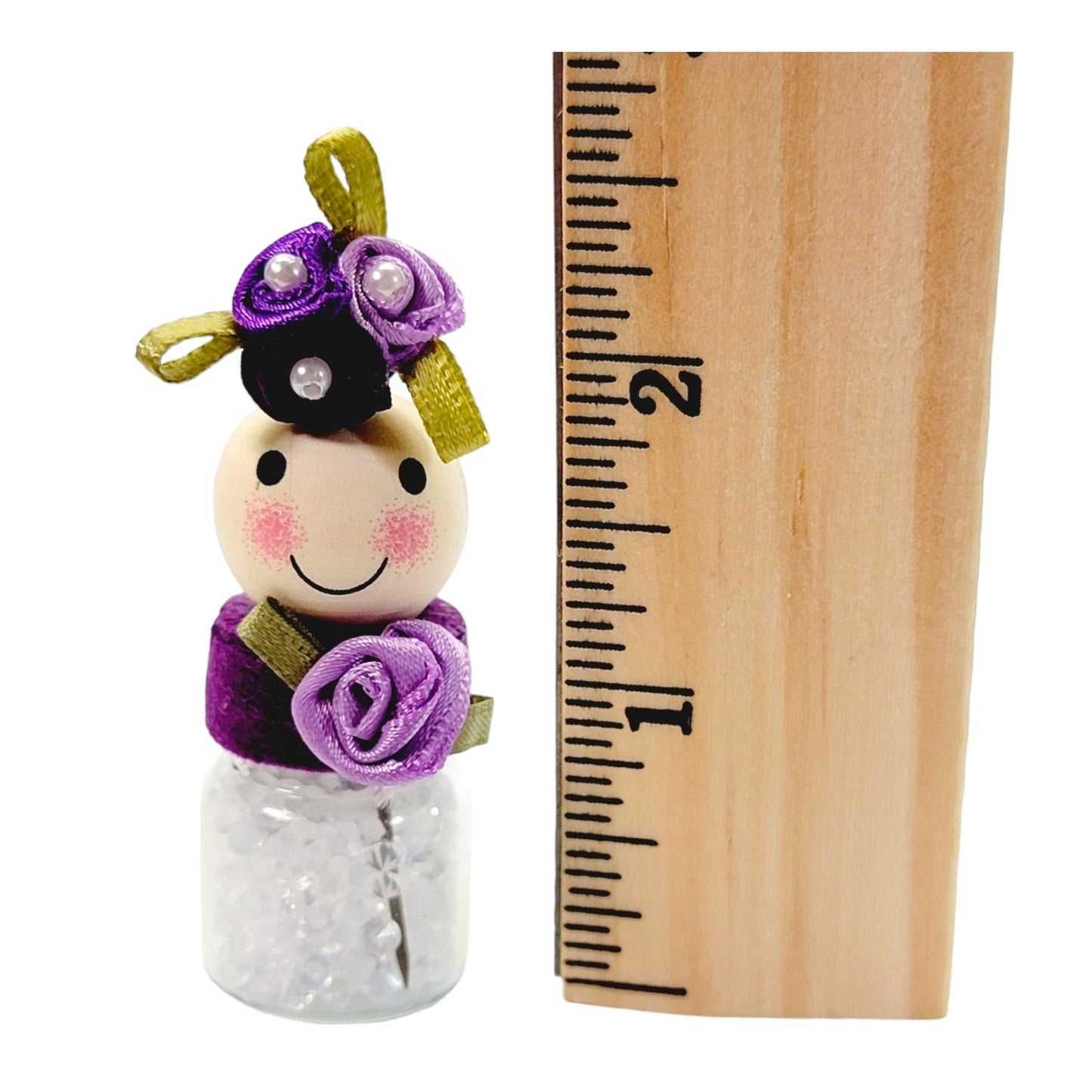 Purple Flower Sparkly Single Hat Pin Holder