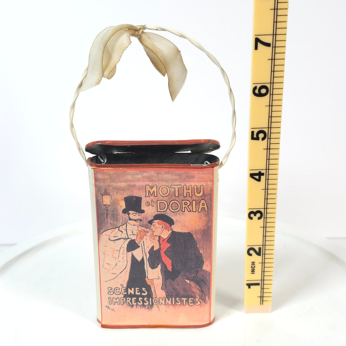 Steinlen Mothu et Doria Hanging Tin Wall Pocket Match Pencil Holder French Art
