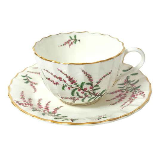 Vintage Royal Worcester Dunrobin Bone China Teacup & Saucer Floral Gold England