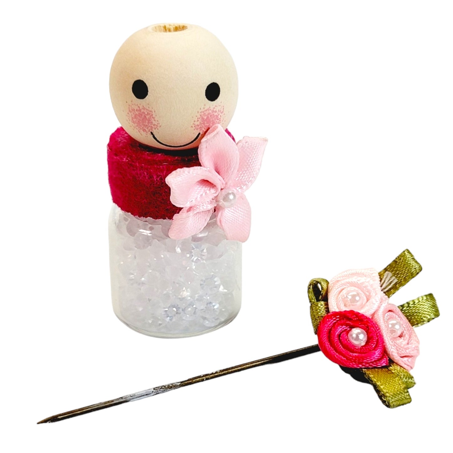 Pink Flower Sparkly Single Hat Pin Holder