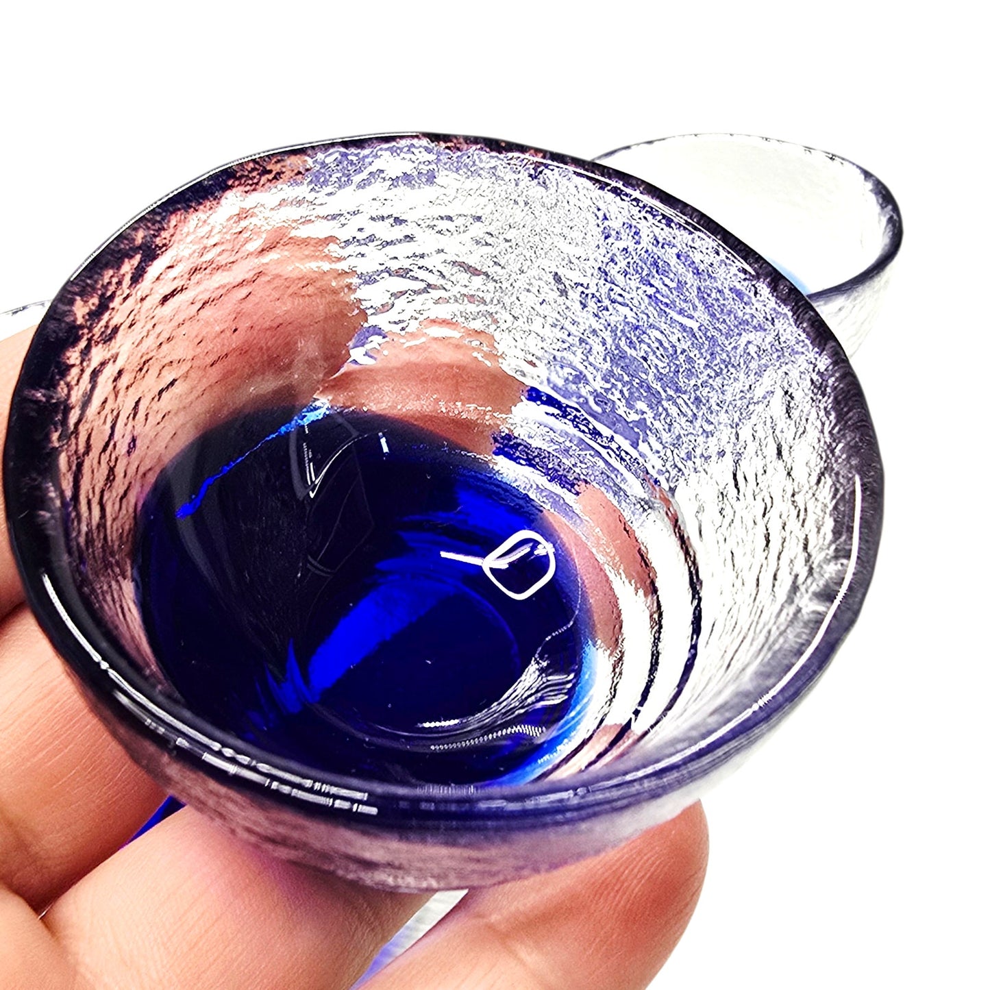 6 Bormioli Rocco Hand Blown Open Salts / Sauce Dishes Italian Cobalt Blue Glass