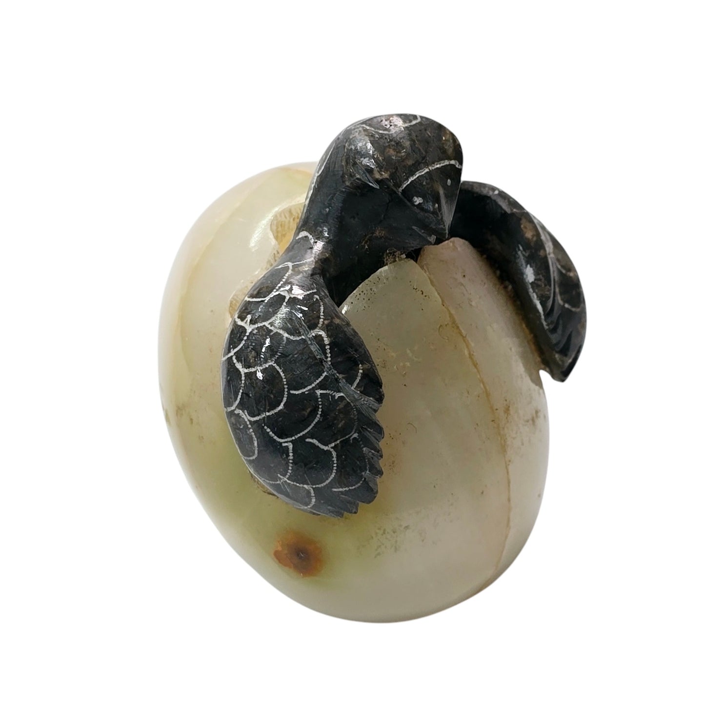 Natural Carved Stone Sea Turtle Egg Figurine Onyx Marble Baby Hatching