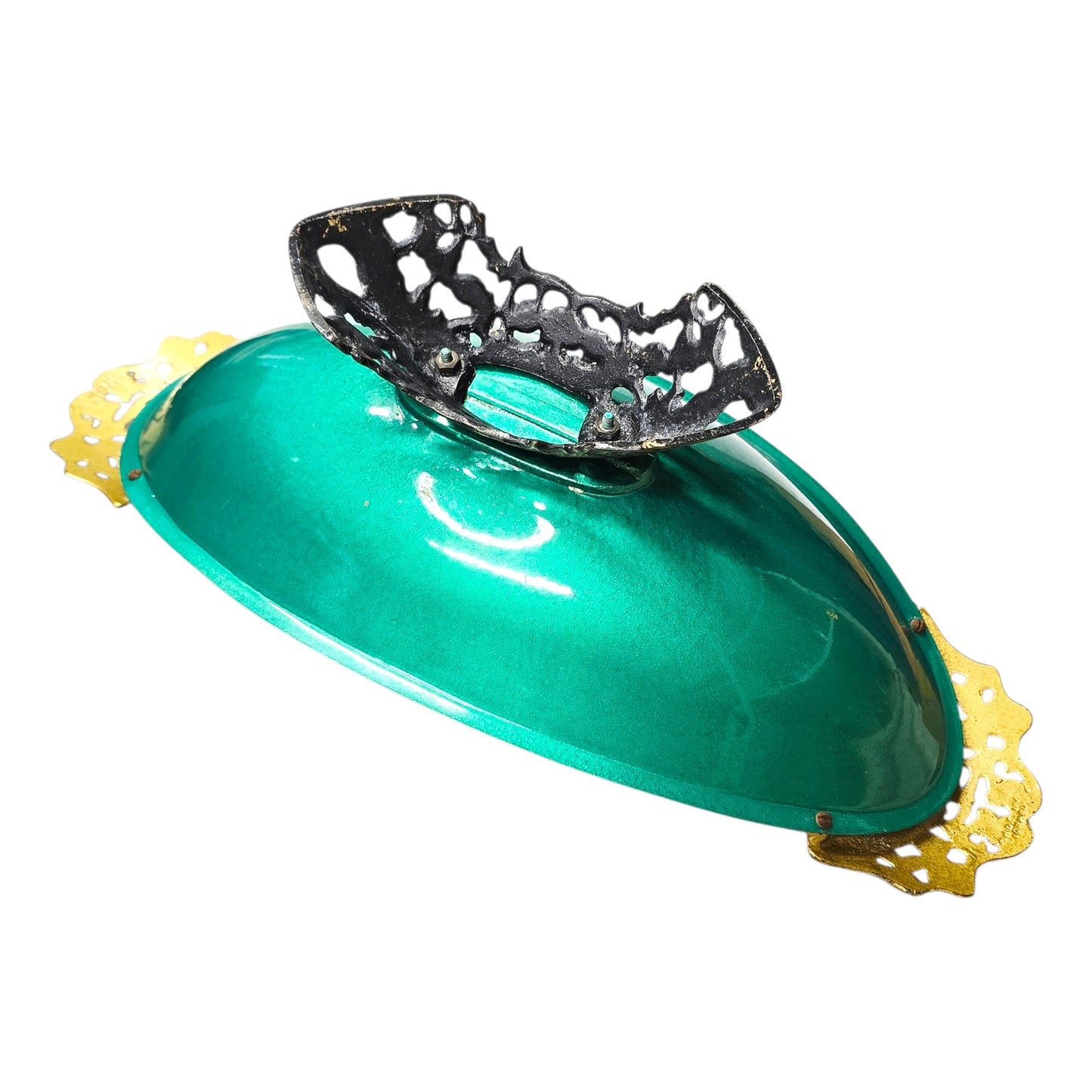 Vintage Israel Enameled Brass Tray Ornate MCM Mid Century Judaica17"