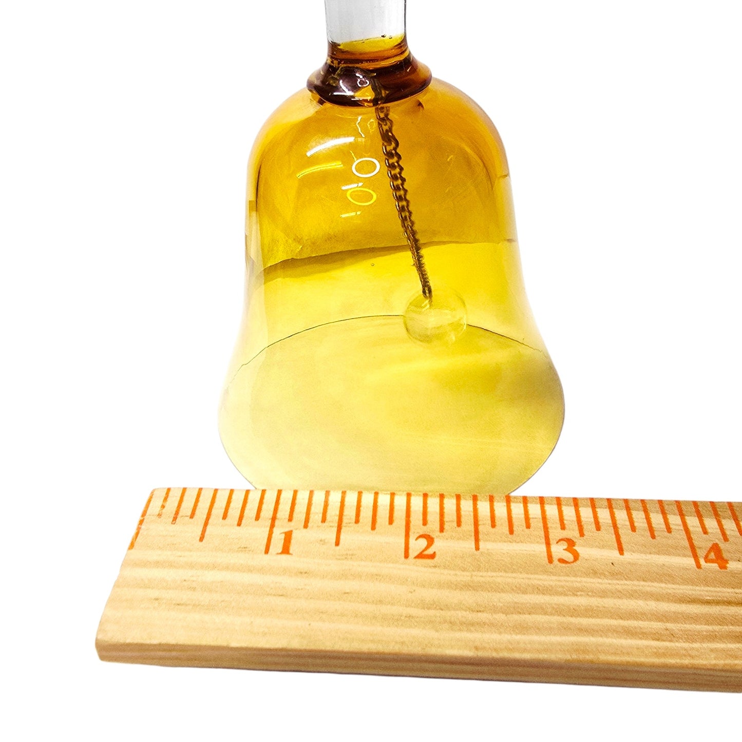 Art Glass Bell Spiral Cane Encased Clear Amber Handblown Vintage Collectible