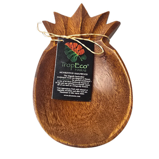 TropEco Hawaii Monkeypod Pineapple Trinket Dish NWT Wood Catch-all Tiki Rustic