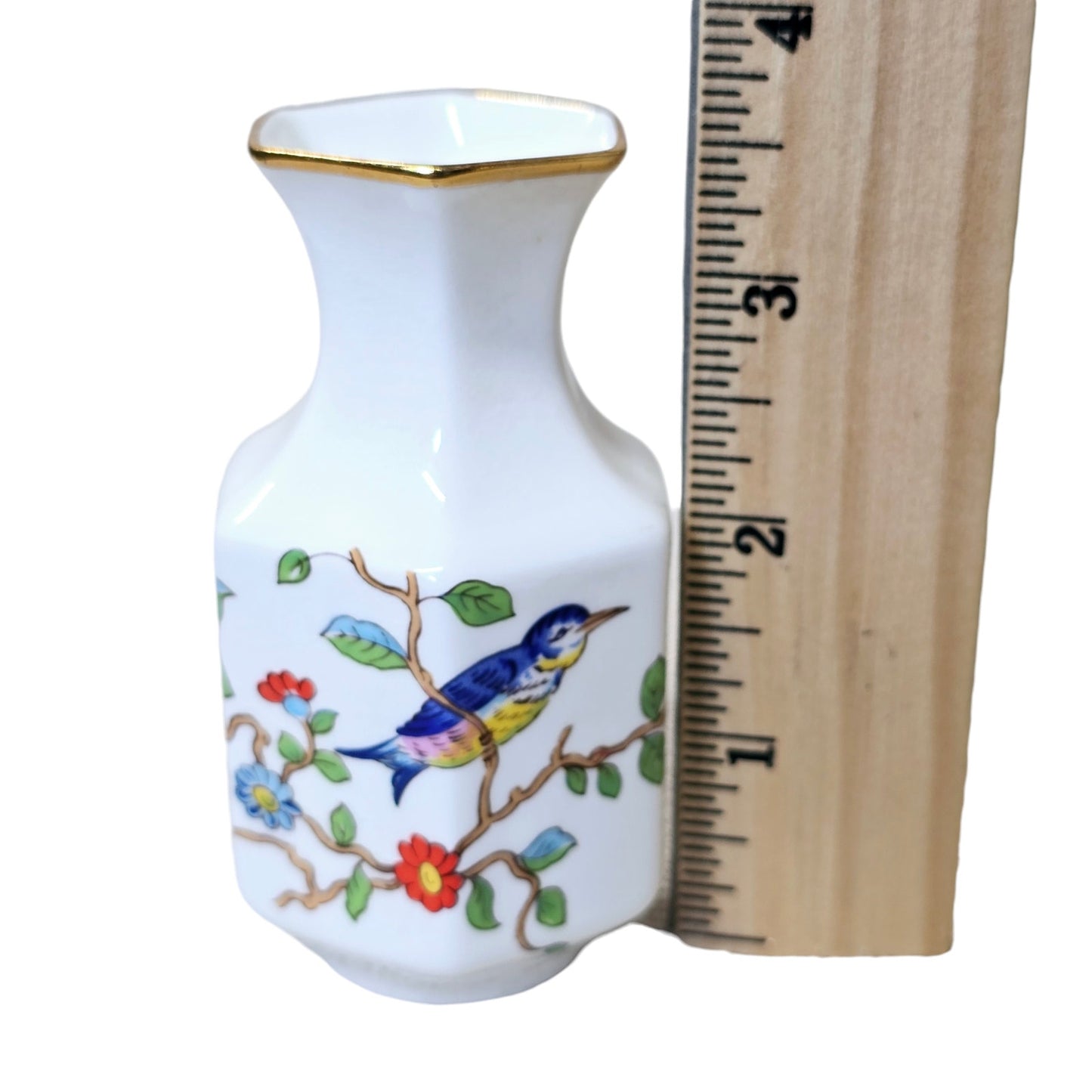 Miniature Vintage Aynsley 'Pembroke' Bone China Vase, Bird on Branch