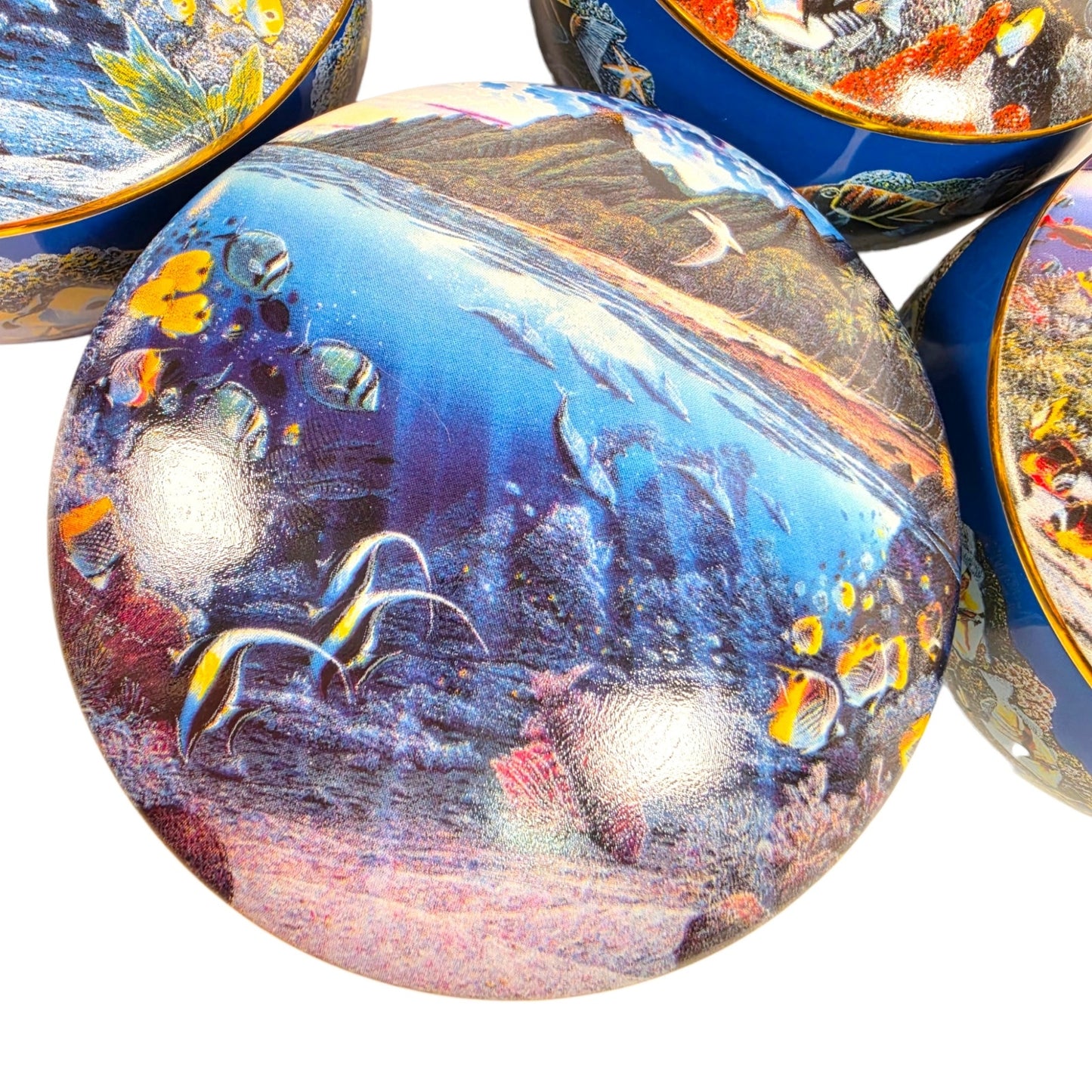 Lot 5 Danbury Mint Robert Lynn Nelson Tropical Wonderland Music Trinket Boxes