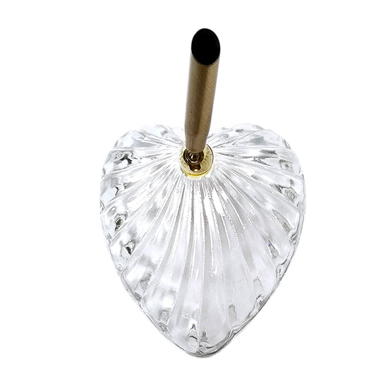 Gold Tone Pen Holder with Lead Crystal Heart Shaped Base Desktop Pen Holder