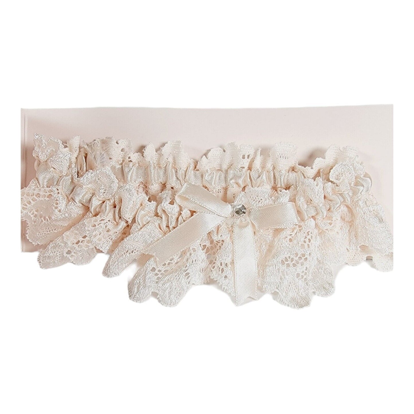 David Tutera Ivory Stretch Lace Garter with Rhinestone, Ivory Lace Garter Belt