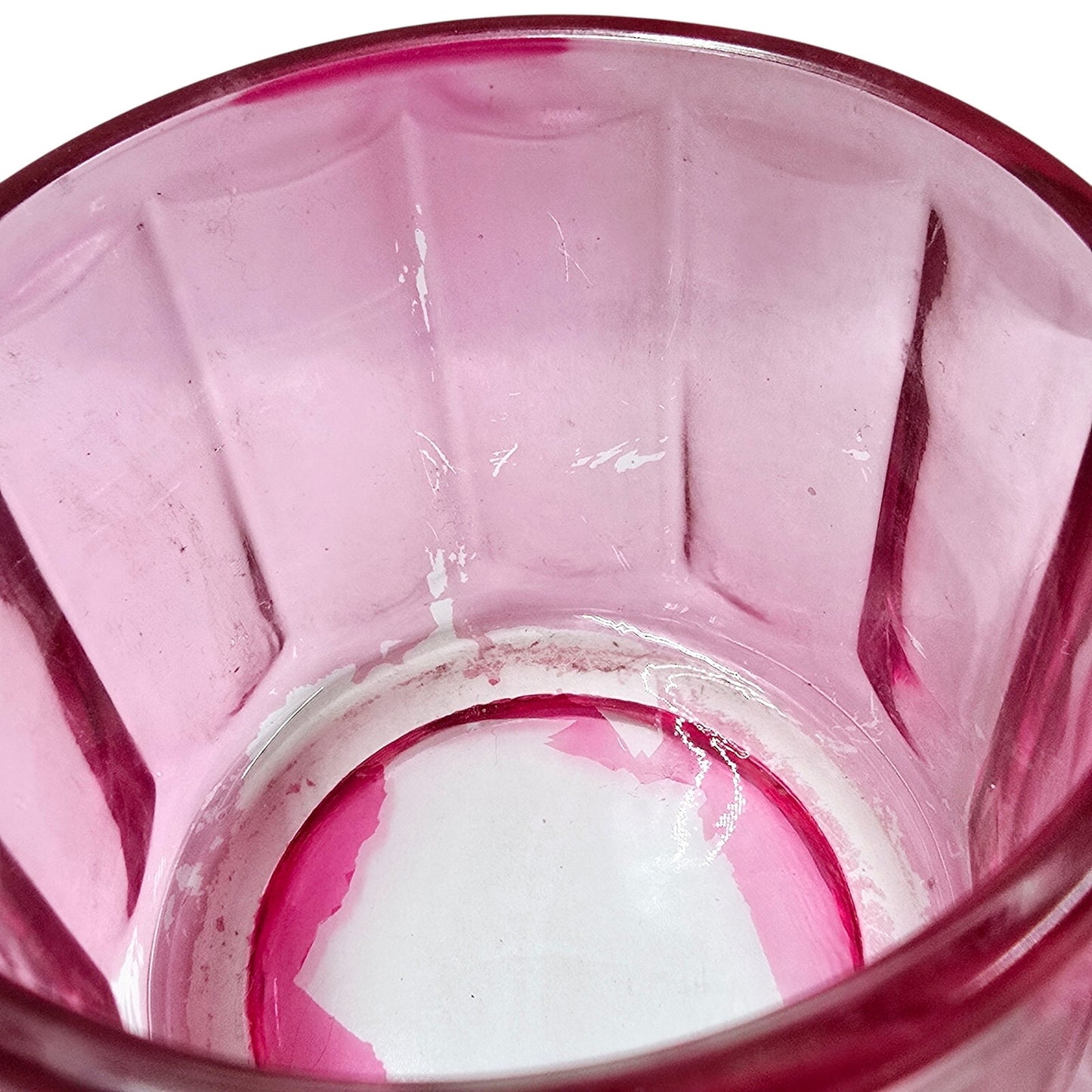 Pink Flashed Glass Bunny Trinket Jar