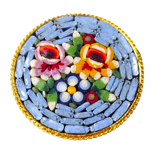 Made in Italy Micro Mosaic Pin Brooch