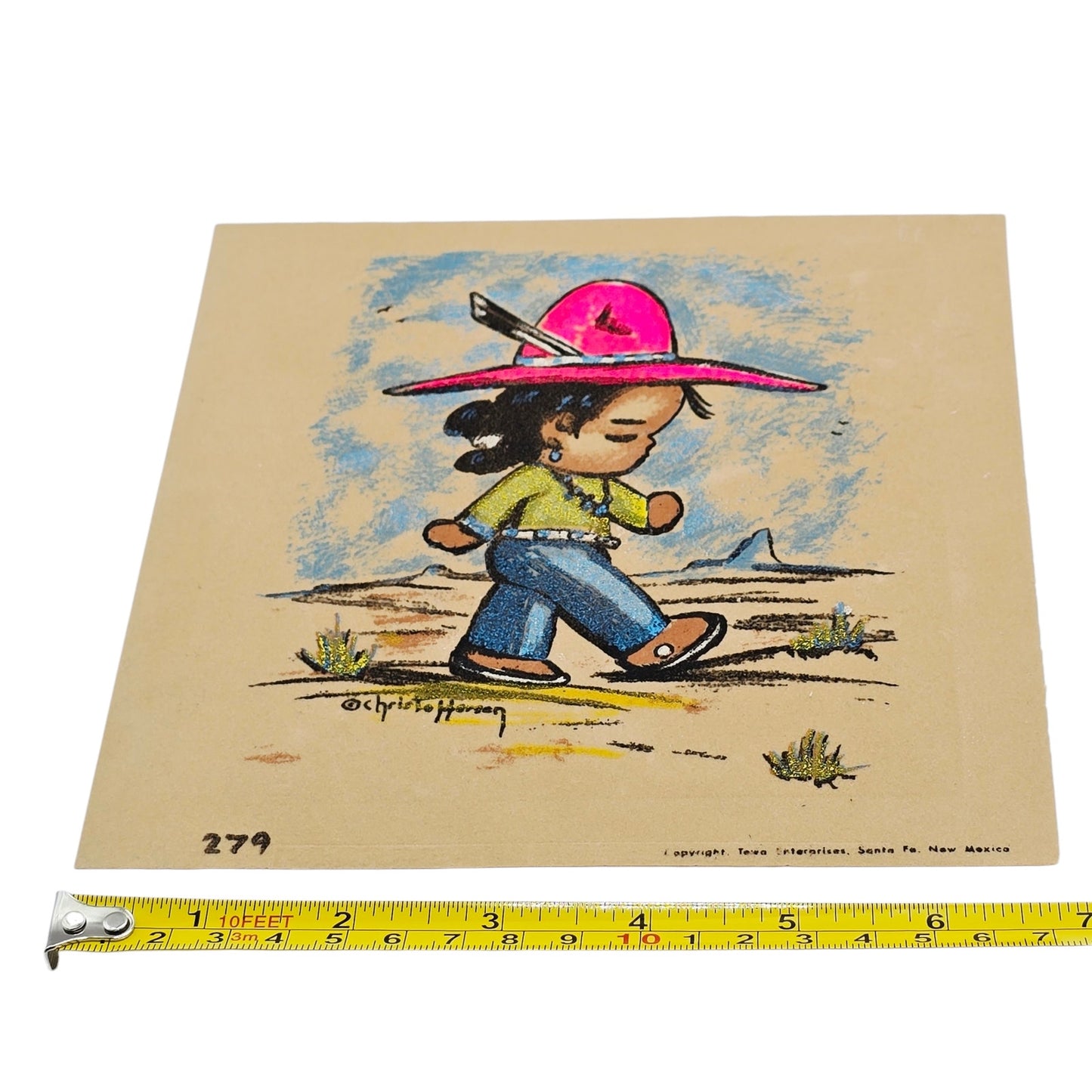 Gerda Christoffersen Signed Tewa Silk Screen Print Native American Child Papoose