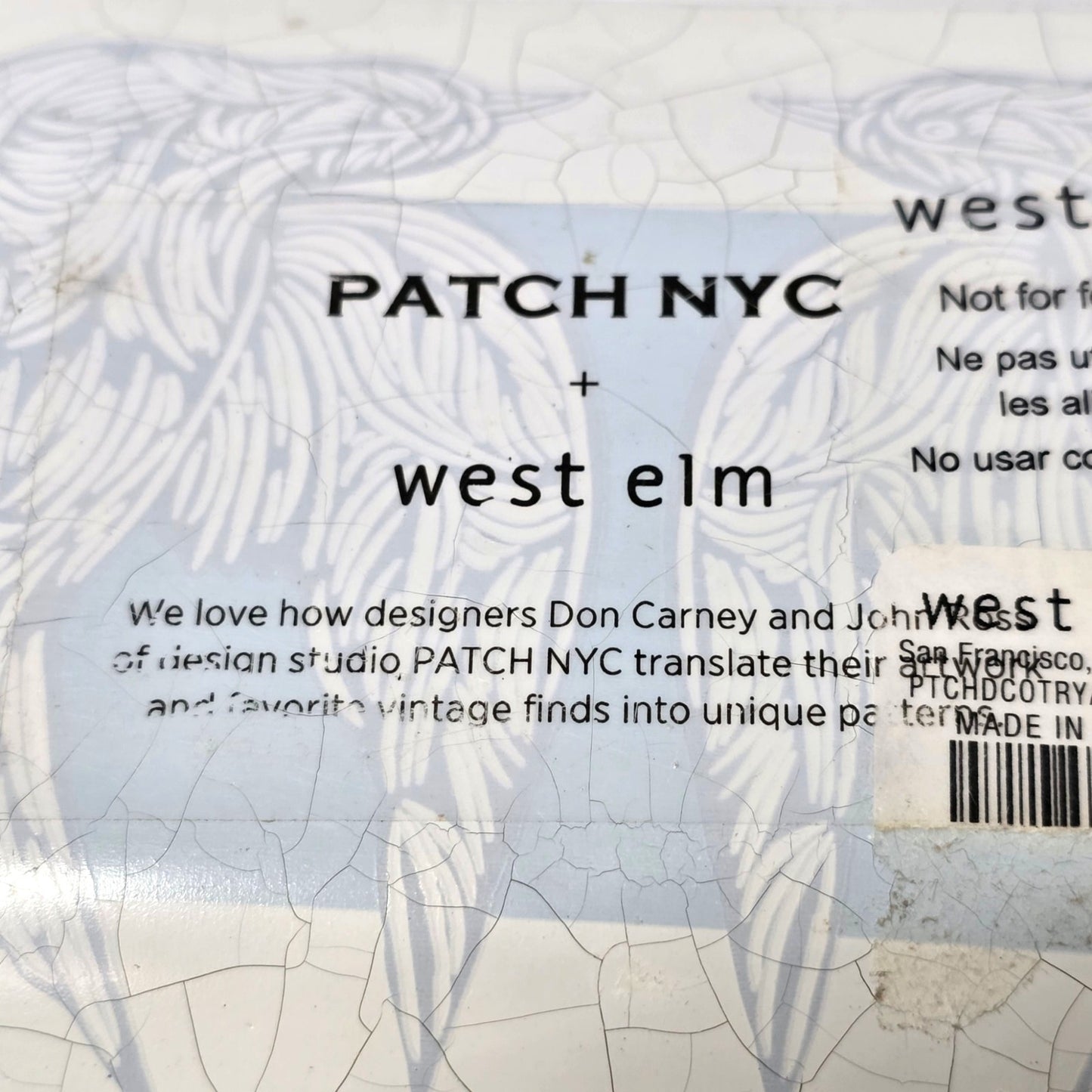 PATCH NYC x West Elm Bird Trinket Dish Reverse Painted Glass Blue White MCM READ