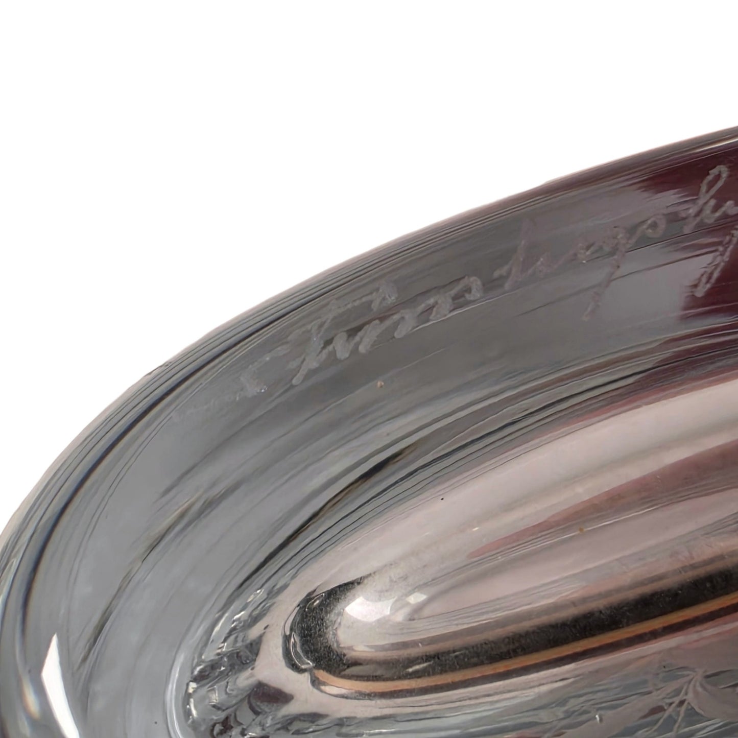 Strombergshyttan Signed Crystal Vase Vtg Swedish Art Glass Lily of Valley AS IS