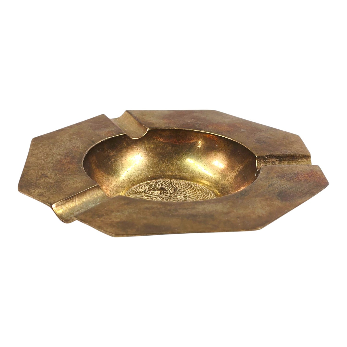 Vintage Brass Ashtray Great Seal of United States, Bald Eagle Strength Freedom