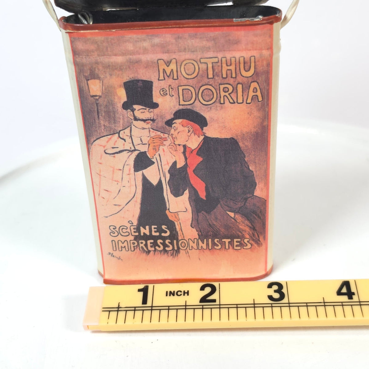 Steinlen Mothu et Doria Hanging Tin Wall Pocket Match Pencil Holder French Art