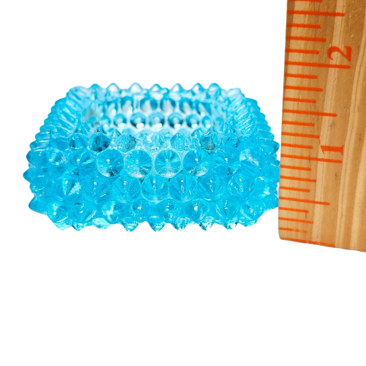 AS IS Fenton Aqua Blue Hobnail Glass Votive Holder Glows UV Reactive Manganese