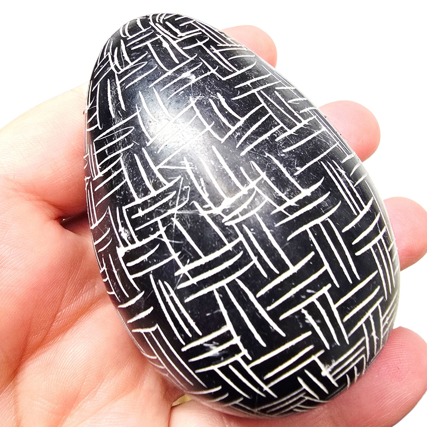 4 Hand Carved African Kisii Soapstone Eggs Kenya Decorative Stone Paperweights