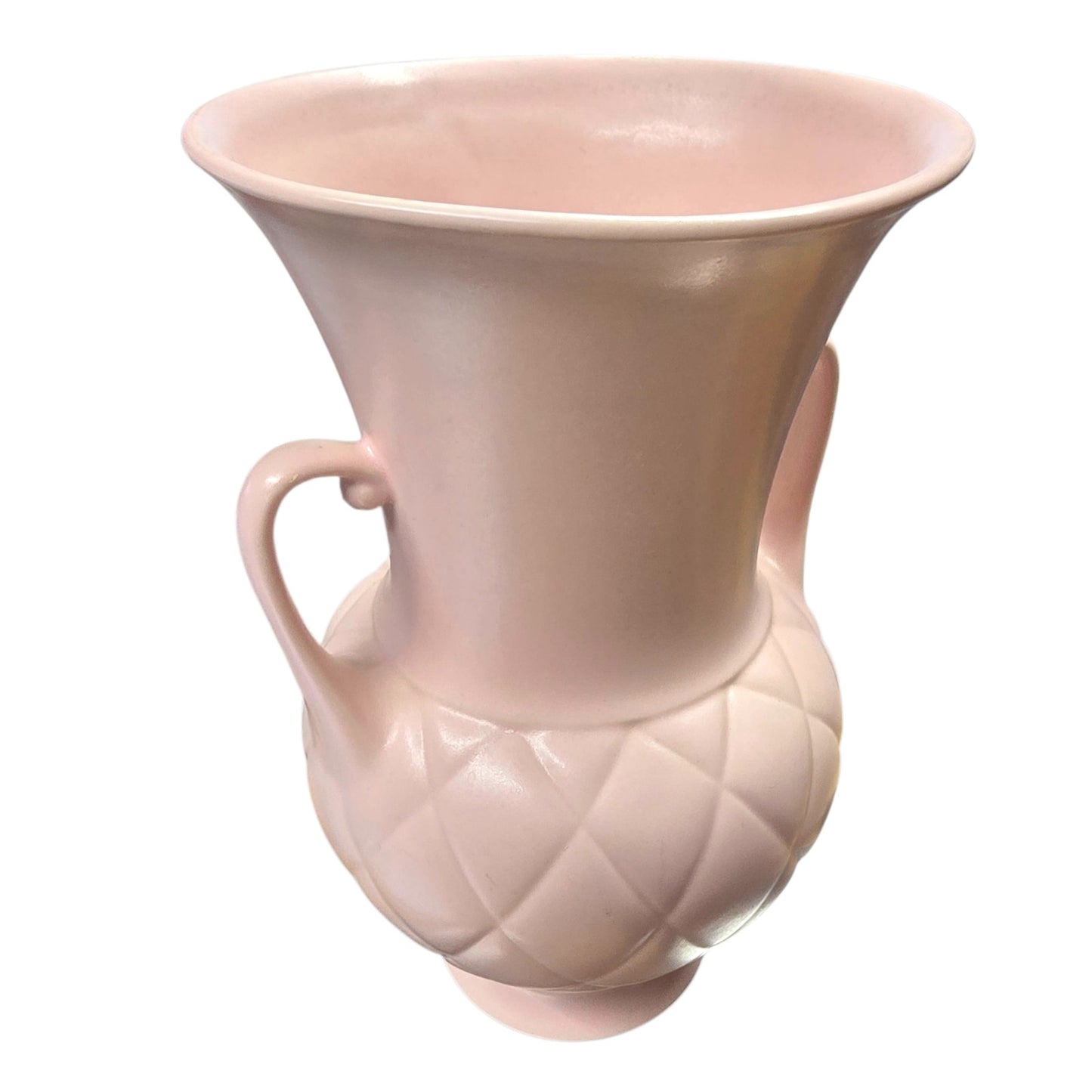 (For Customer) Hyalyn Pottery Pale Pink Matte Vase Quilted Diamond MCM Hollywood Regency USA