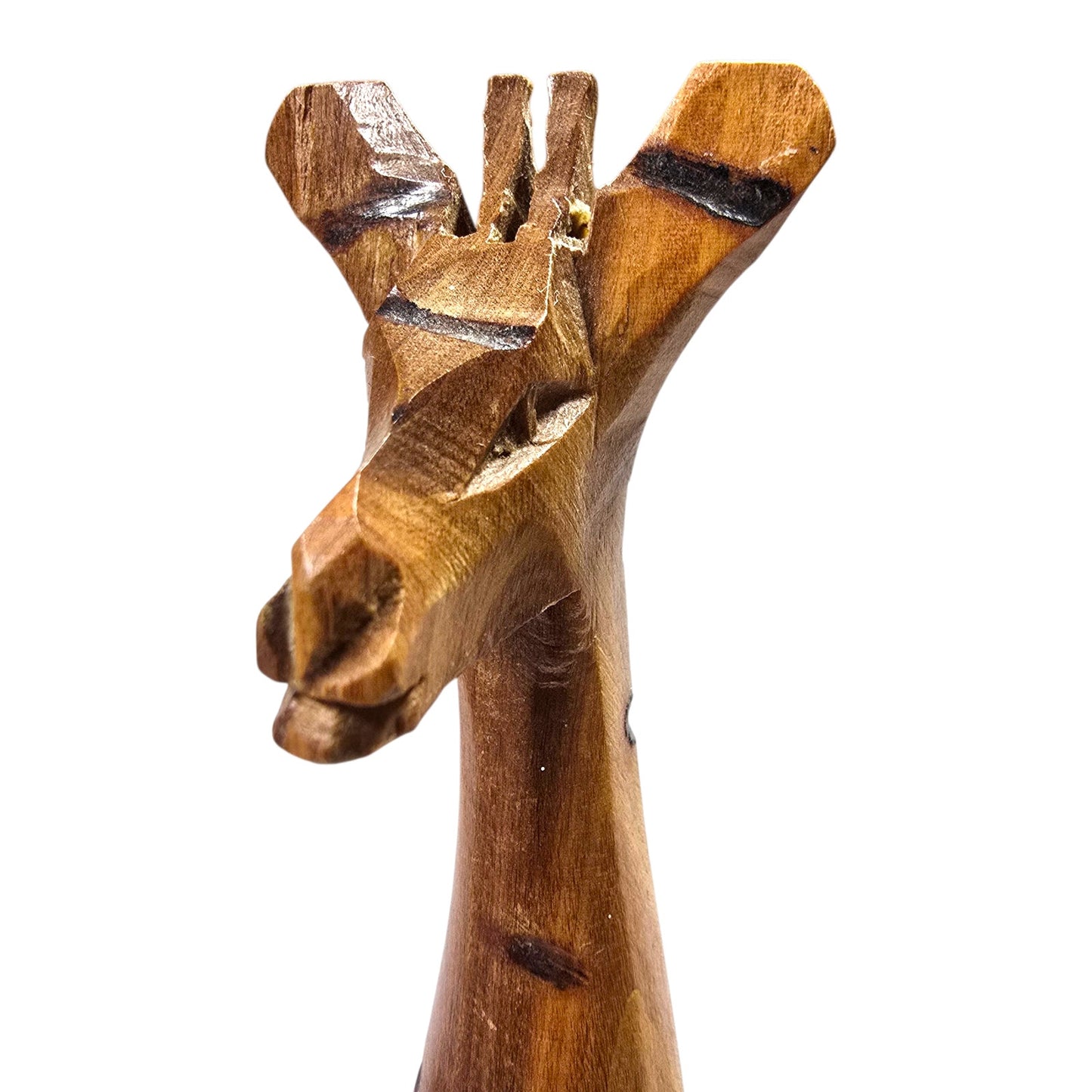 Hand Carved Wooden Giraffe Figurine 12in Safari Decor Natural Wood Sculpture