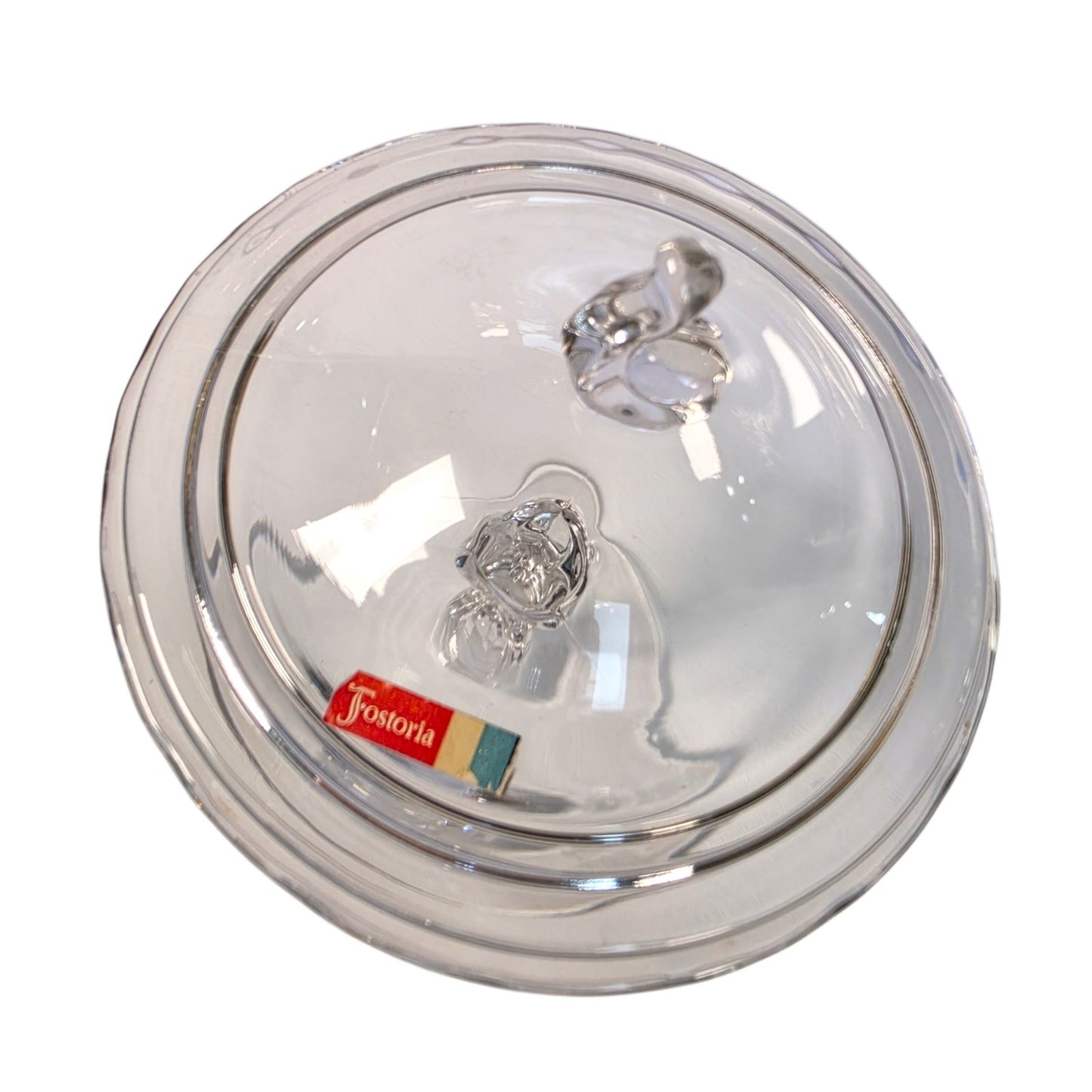Vintage Fostoria Clear Glass Lidded Pedestal Jar UV Reactive MCM Elegant Glass