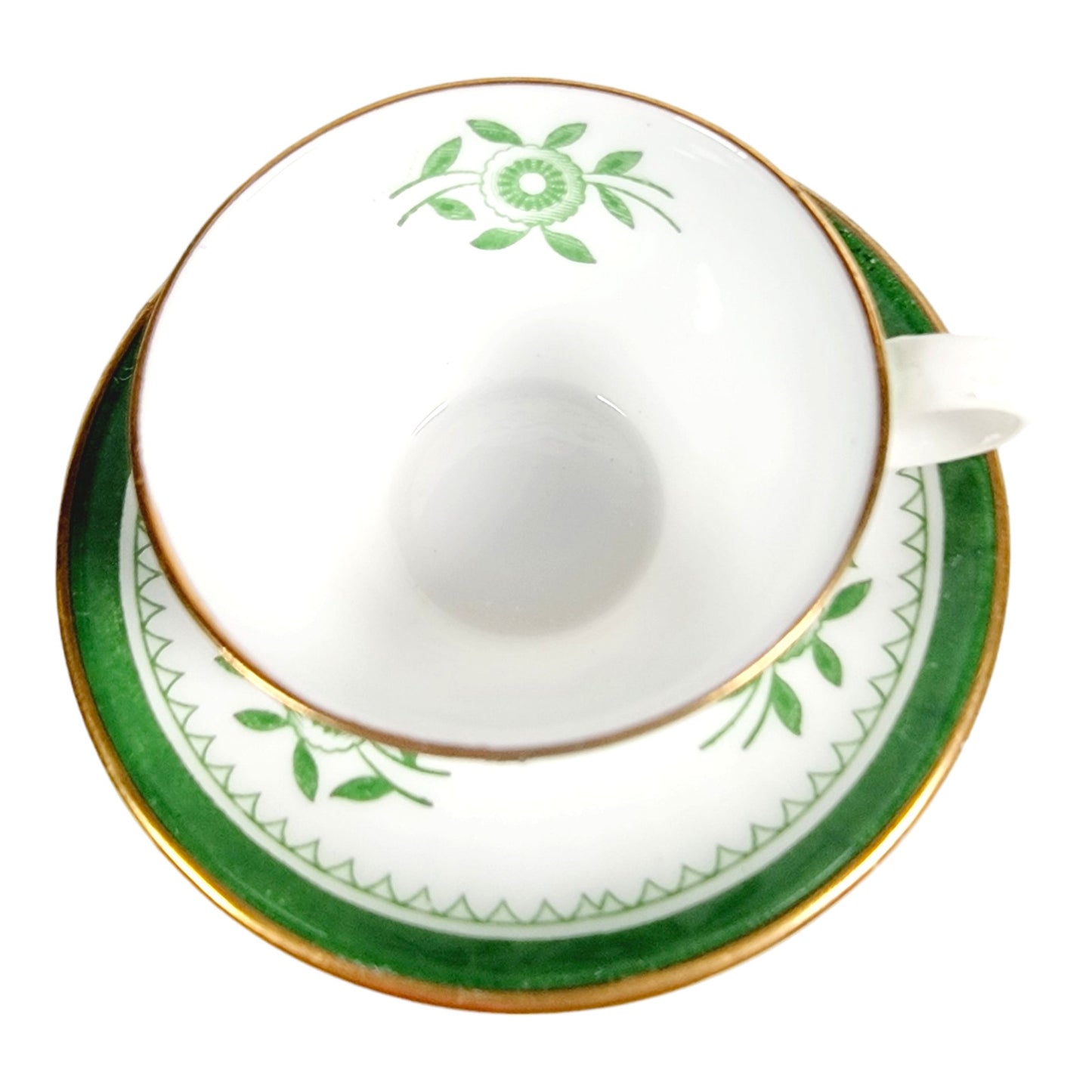 Vintage Spode Copeland Miniature Teacup and Saucer, Bone China Spode Gloucester Green and White