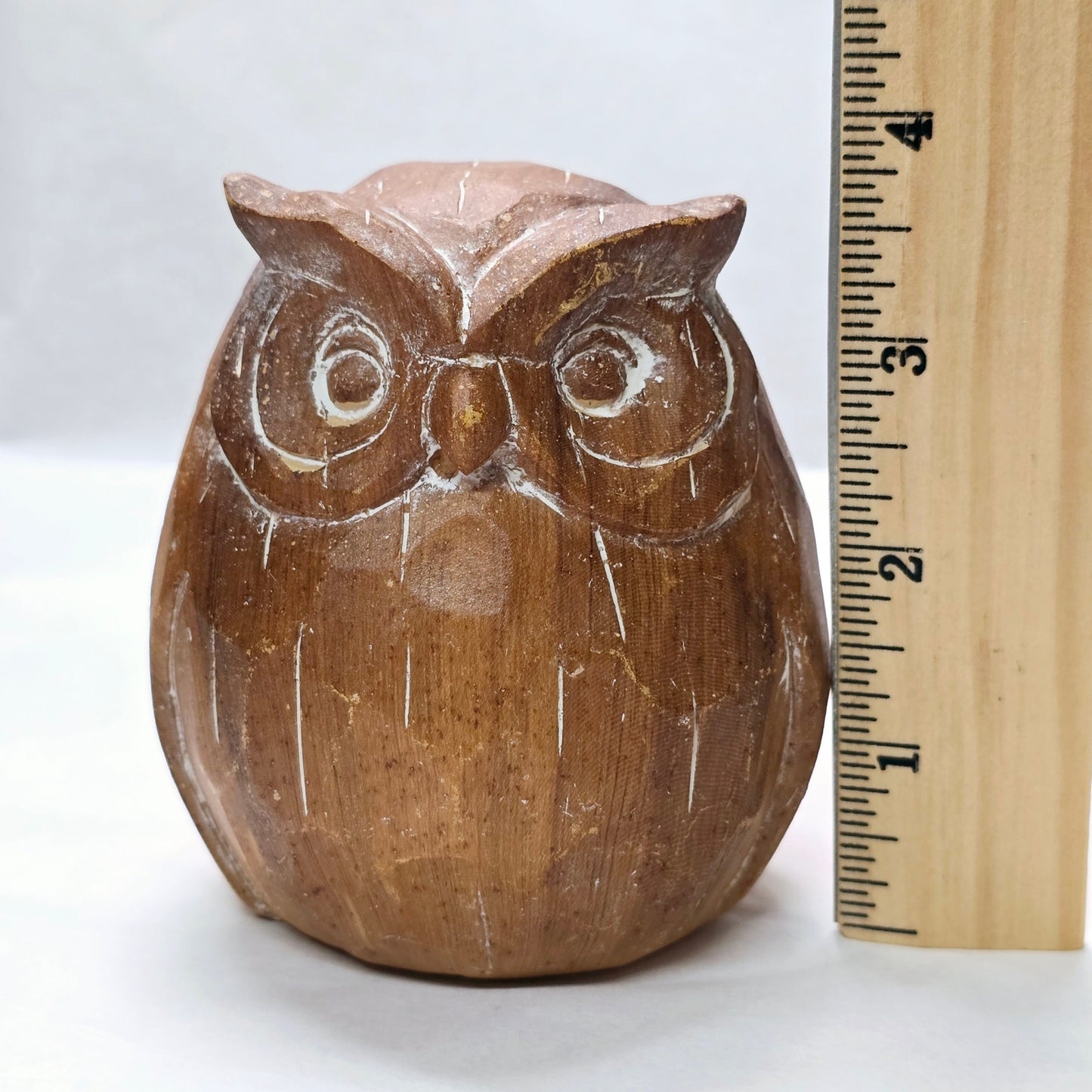 Vintage Pier1 Carved Wooden Owl Rustic Decor