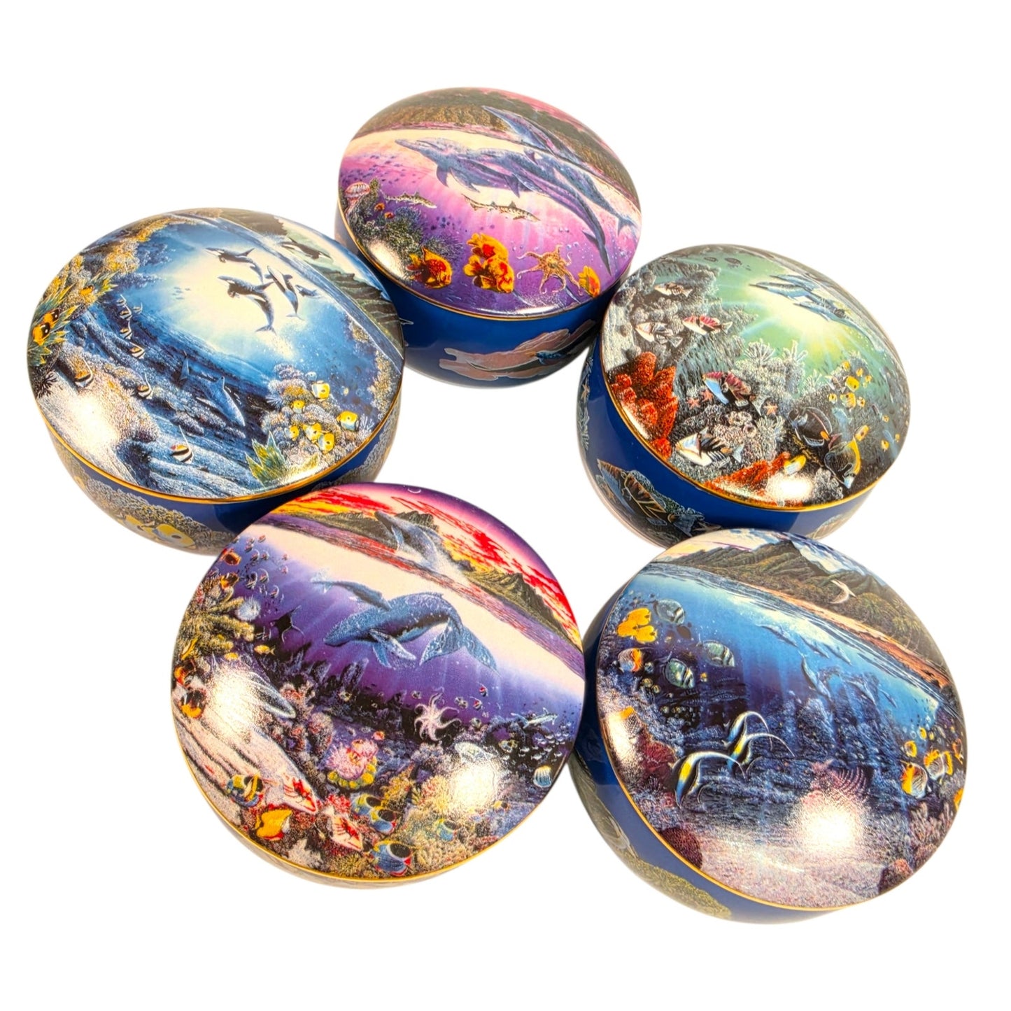 Lot 5 Danbury Mint Robert Lynn Nelson Tropical Wonderland Music Trinket Boxes