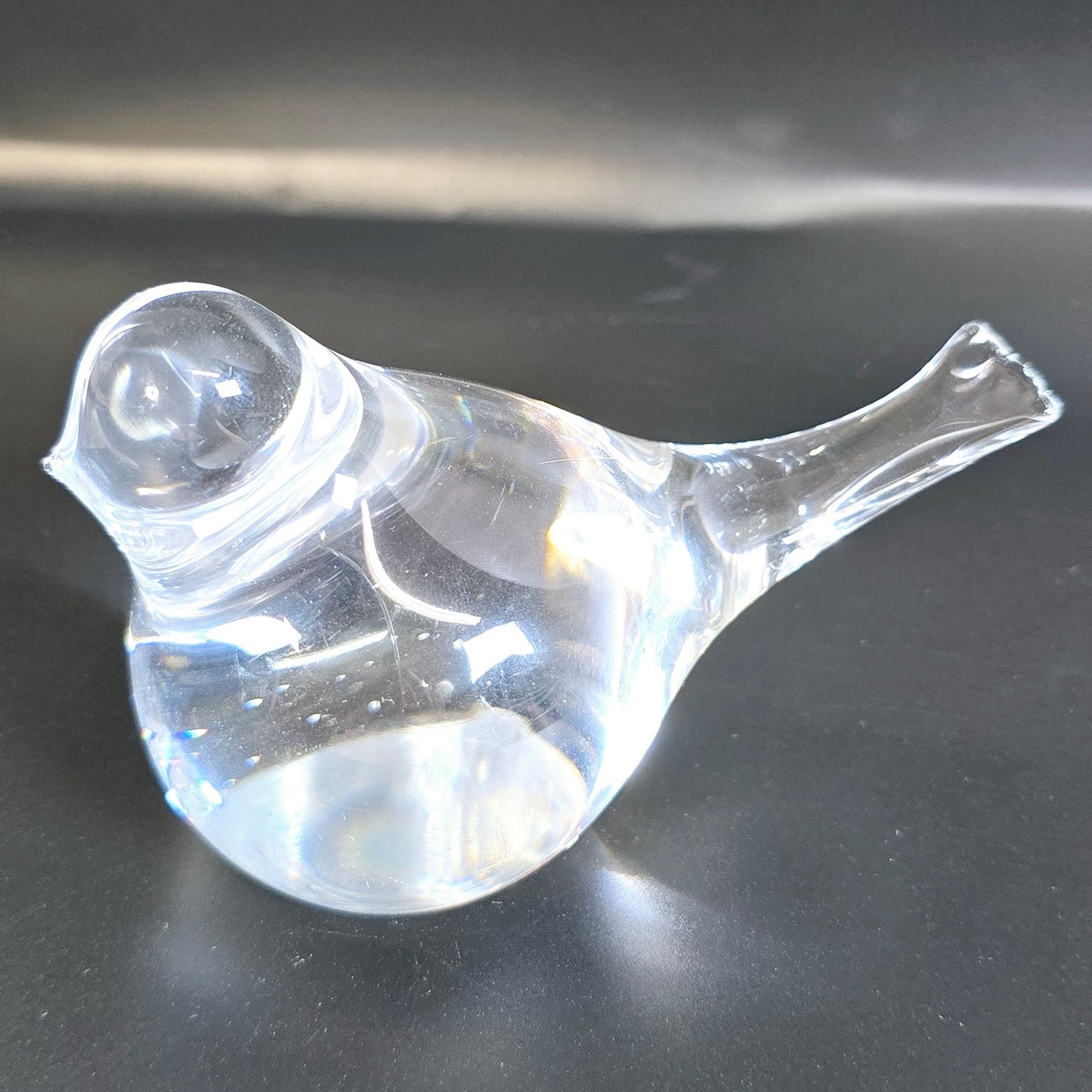 Handblown Clear Art Glass Whale, Polished Bottom