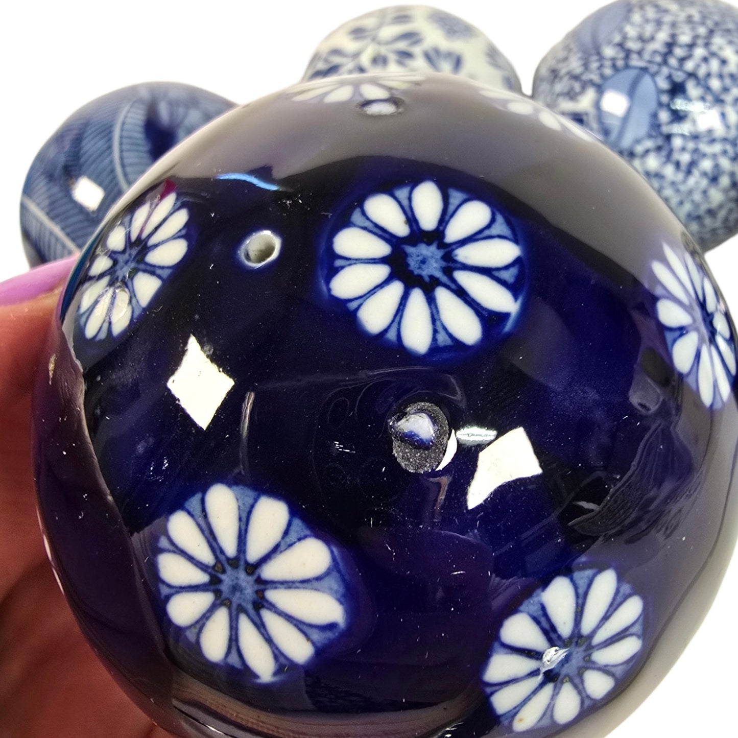 Blue and White Ceramic Decorative Orbs Set of 6 Chinoiserie Style Home Decor