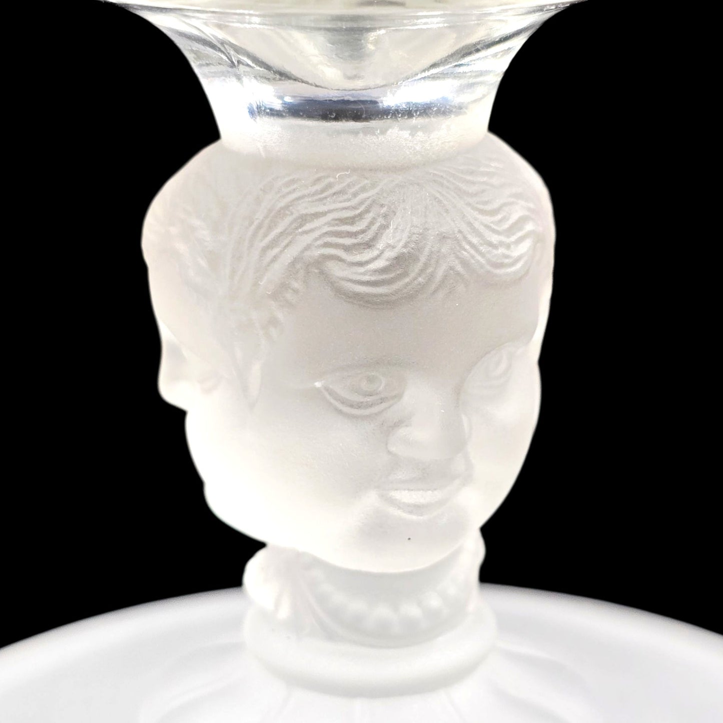 "Three Faces" pattern Frosted Glass Pedestal Compote late 1800's Early 1900's