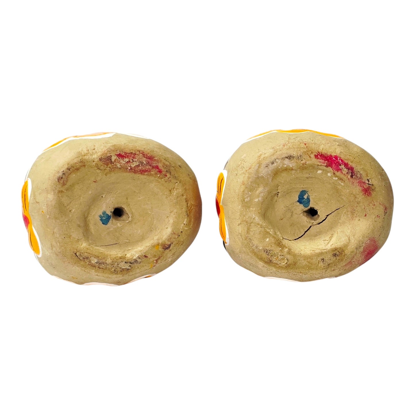 Vintage Chinese Folk Art Clay Tigers Pair Shrimp Body Style Good Luck Fu Wan