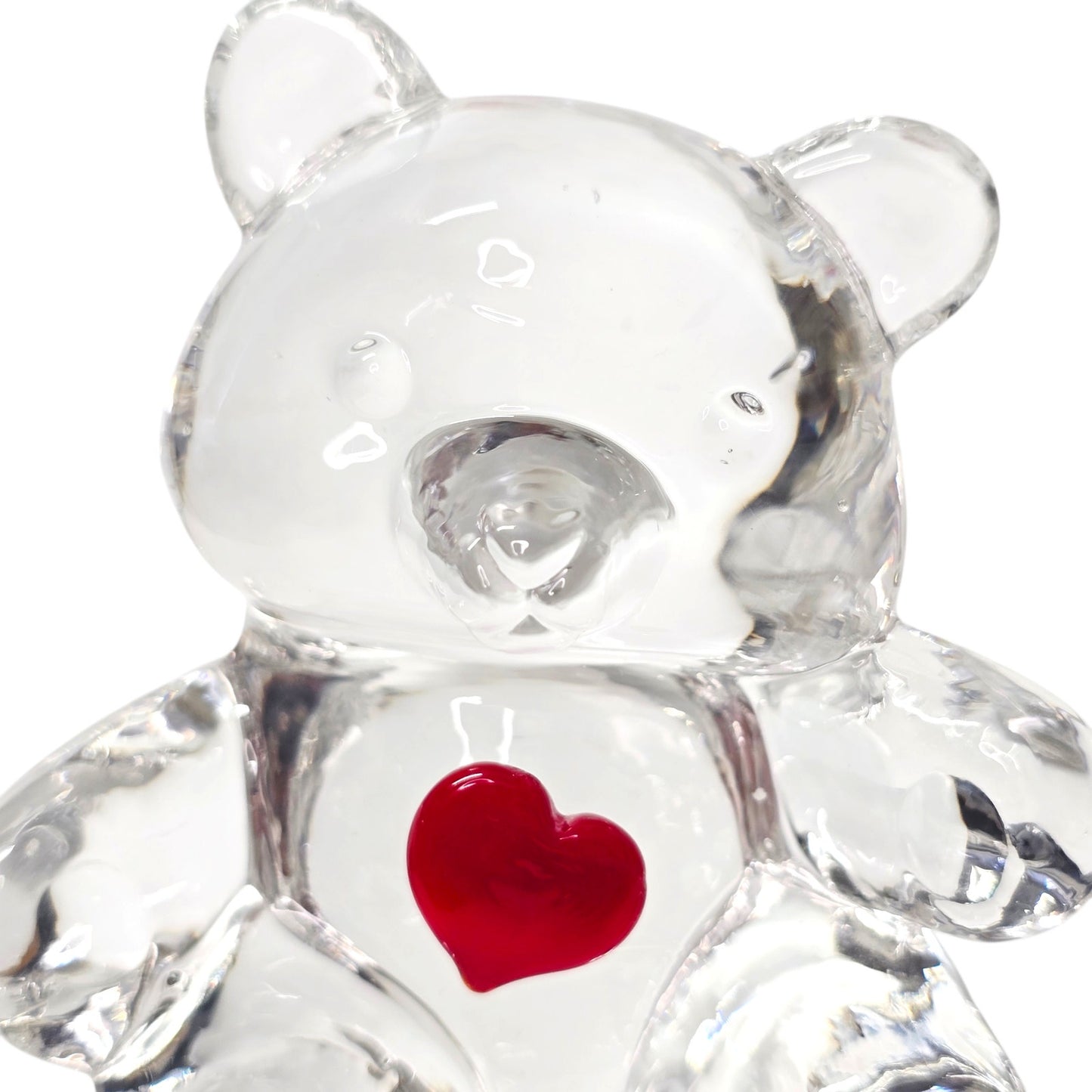 Fenton Art Glass Crystal Bear Figurine Ruby Red Heart Valentine July Birthstone
