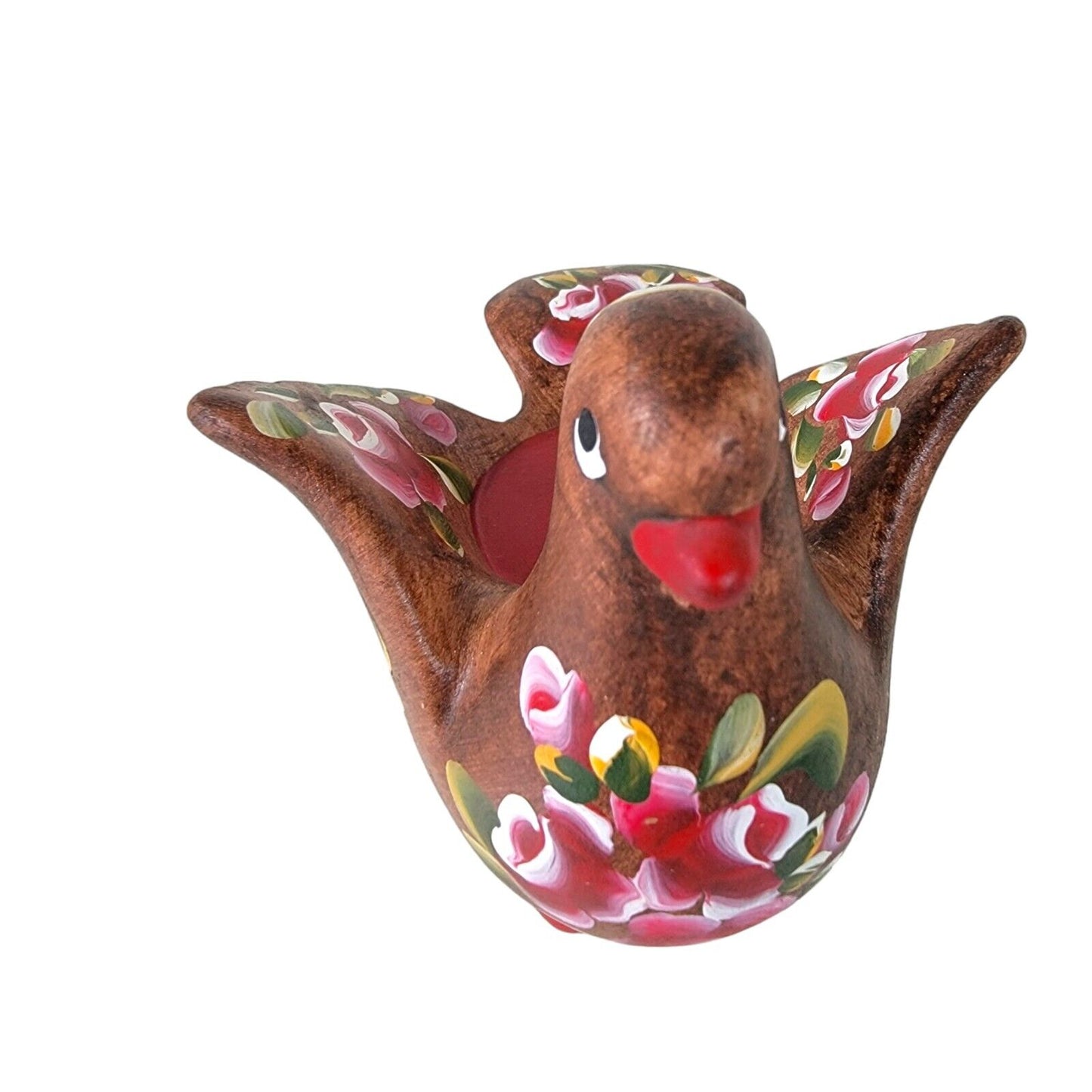 Wooden Hand-Painted Bird Candle Holder