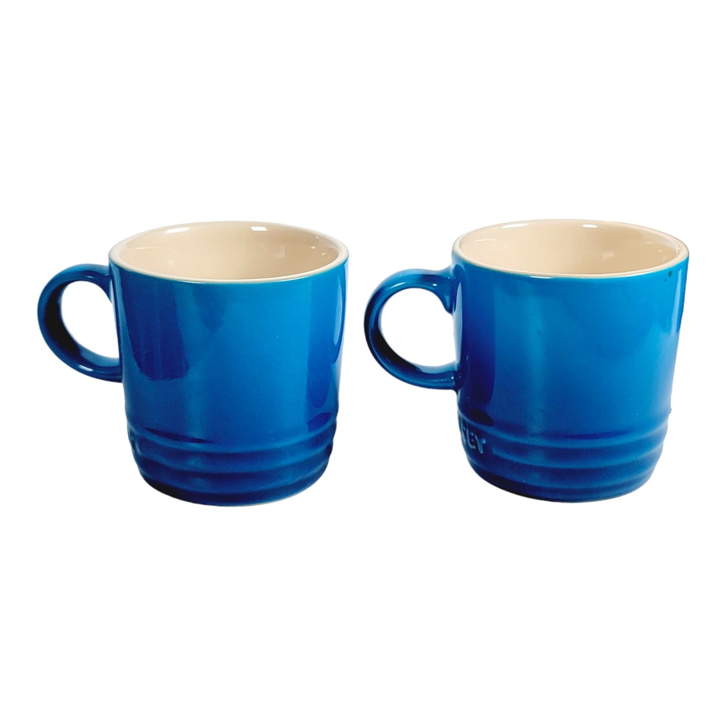 Le Creuset Marseille Blue Mini Espresso Mugs Stoneware Demitasse Set of 2 0.1L