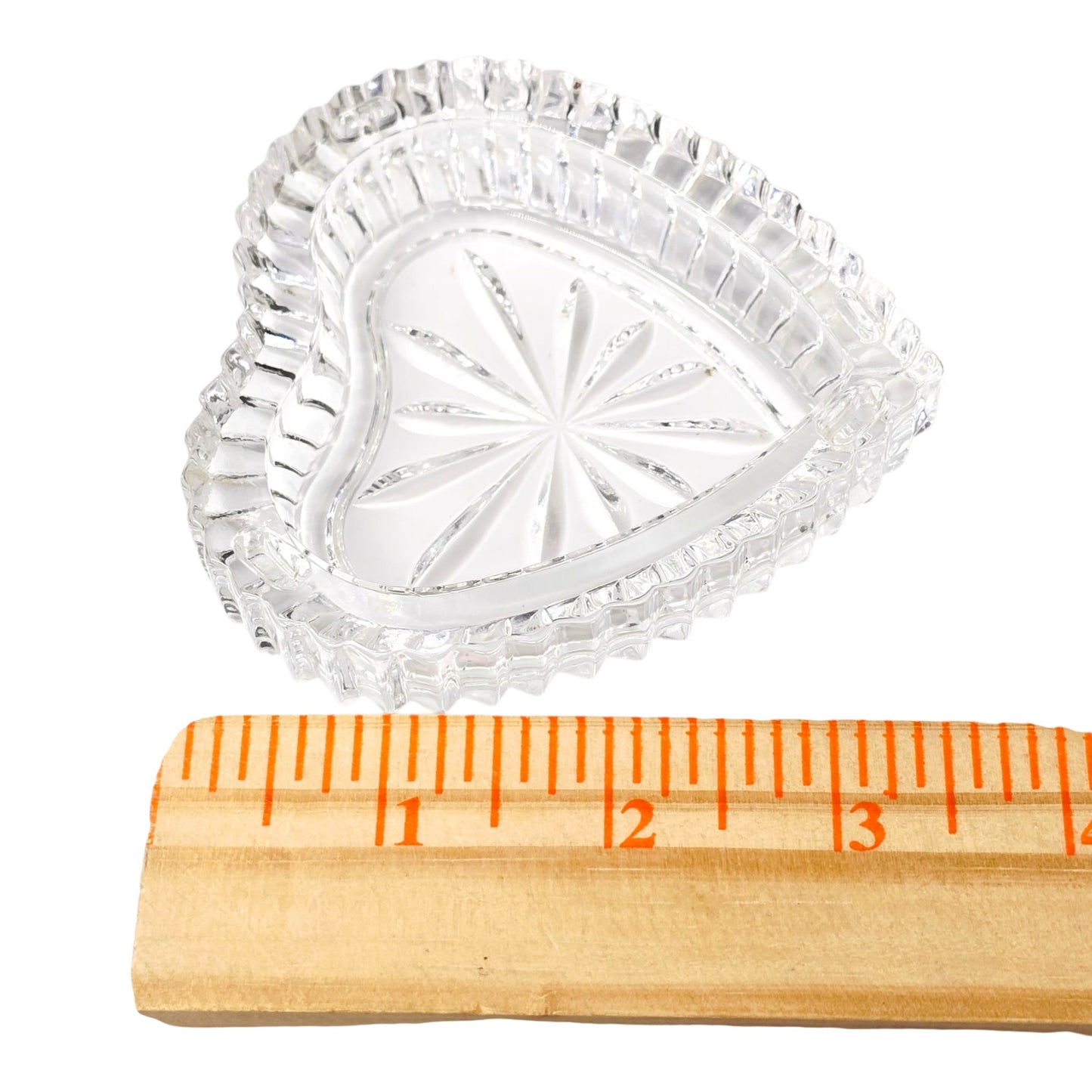 Vintage Lead Crystal Heart Trinket Box | Ribbed Starburst Valentine's Gift