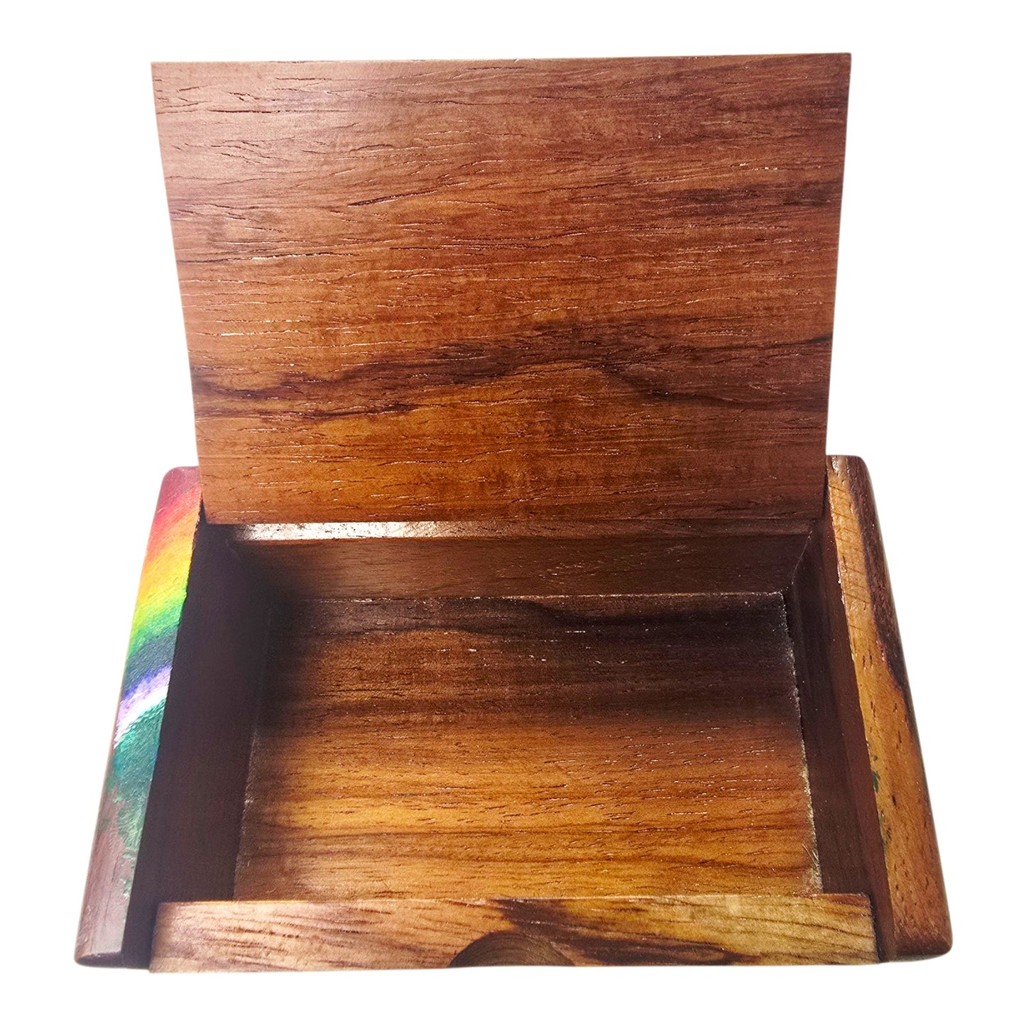 Wood Hand-painted Trinket Treasure Box Bird Tree Rainbow Made in Costa Rica Read