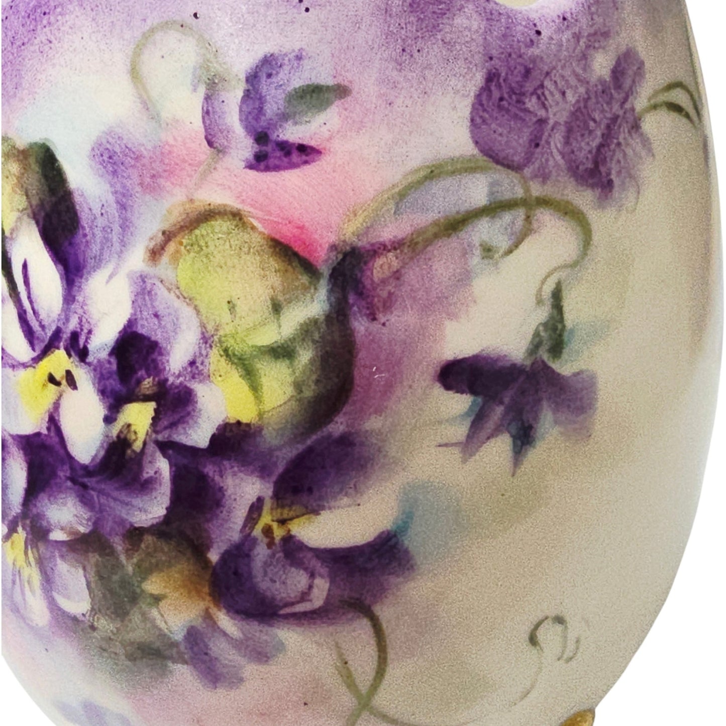PH Leonard Austria Porcelain Cracked Egg Figurine Purple Violet Gilded Frog Feet