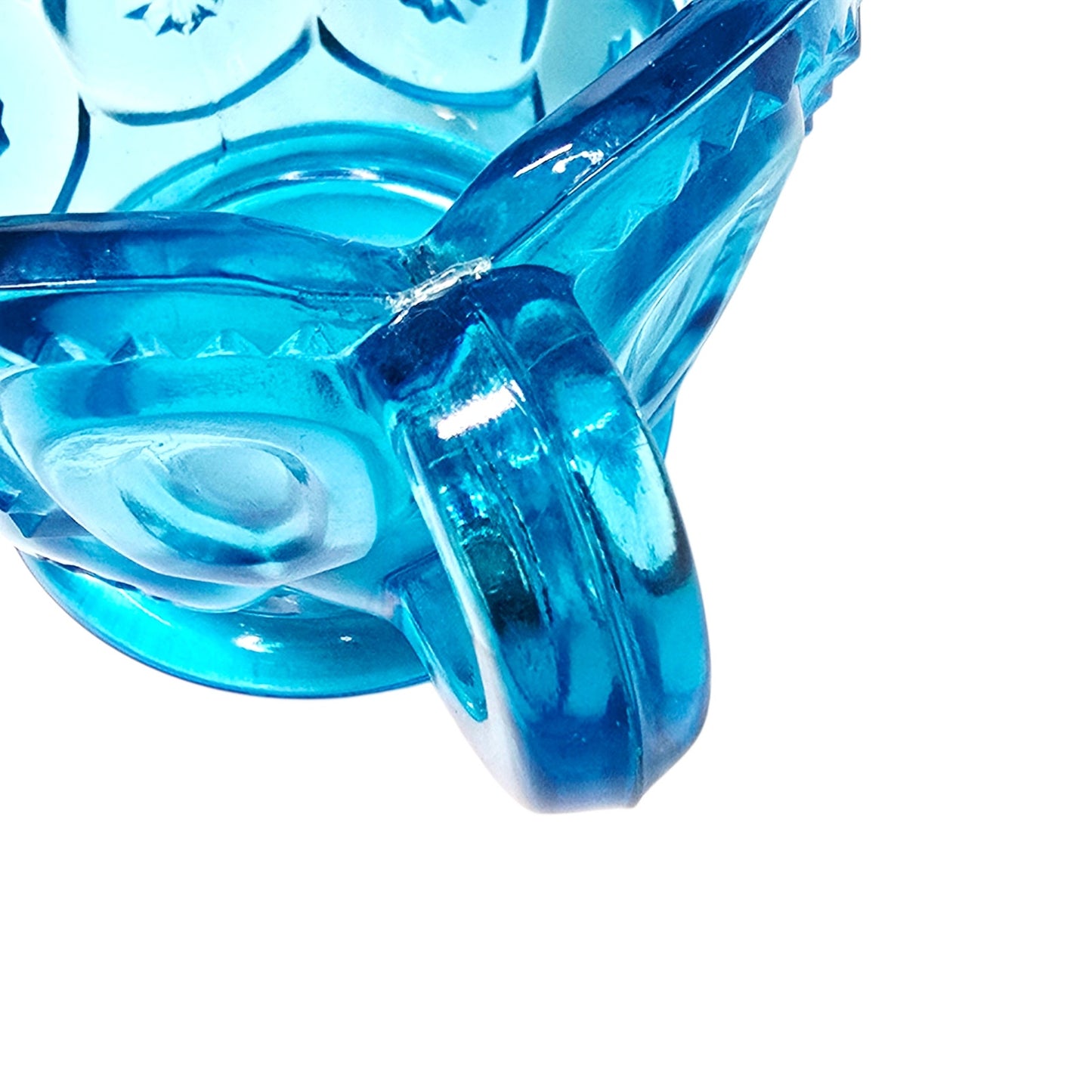 Vintage L. E. Smith Glass Moon & Stars Creamer Pattern Peacock Blue Turquoise UV