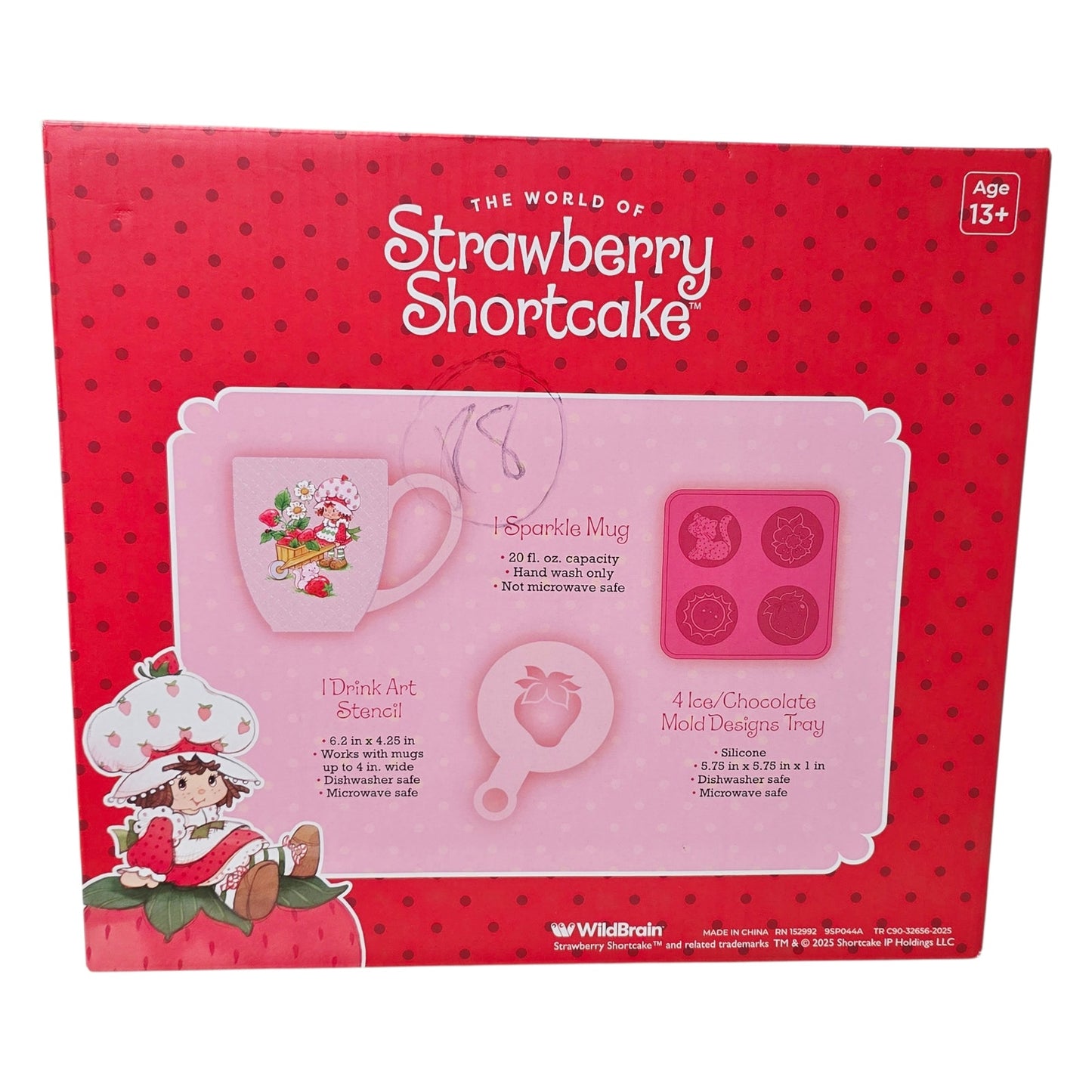 Strawberry Shortcake Mug Mold Drink Art Stencil Gift Set Wildbrain Pink New