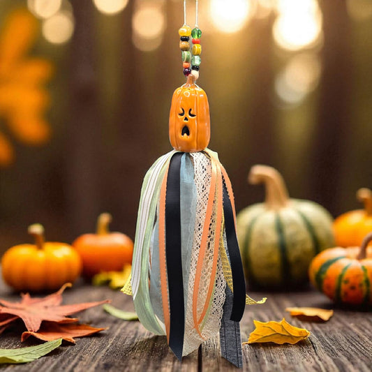 Halloween Pumpkin Tassel | Ceramic Salt Shaker Hanging Ribbon Decor Fall Pumpkin