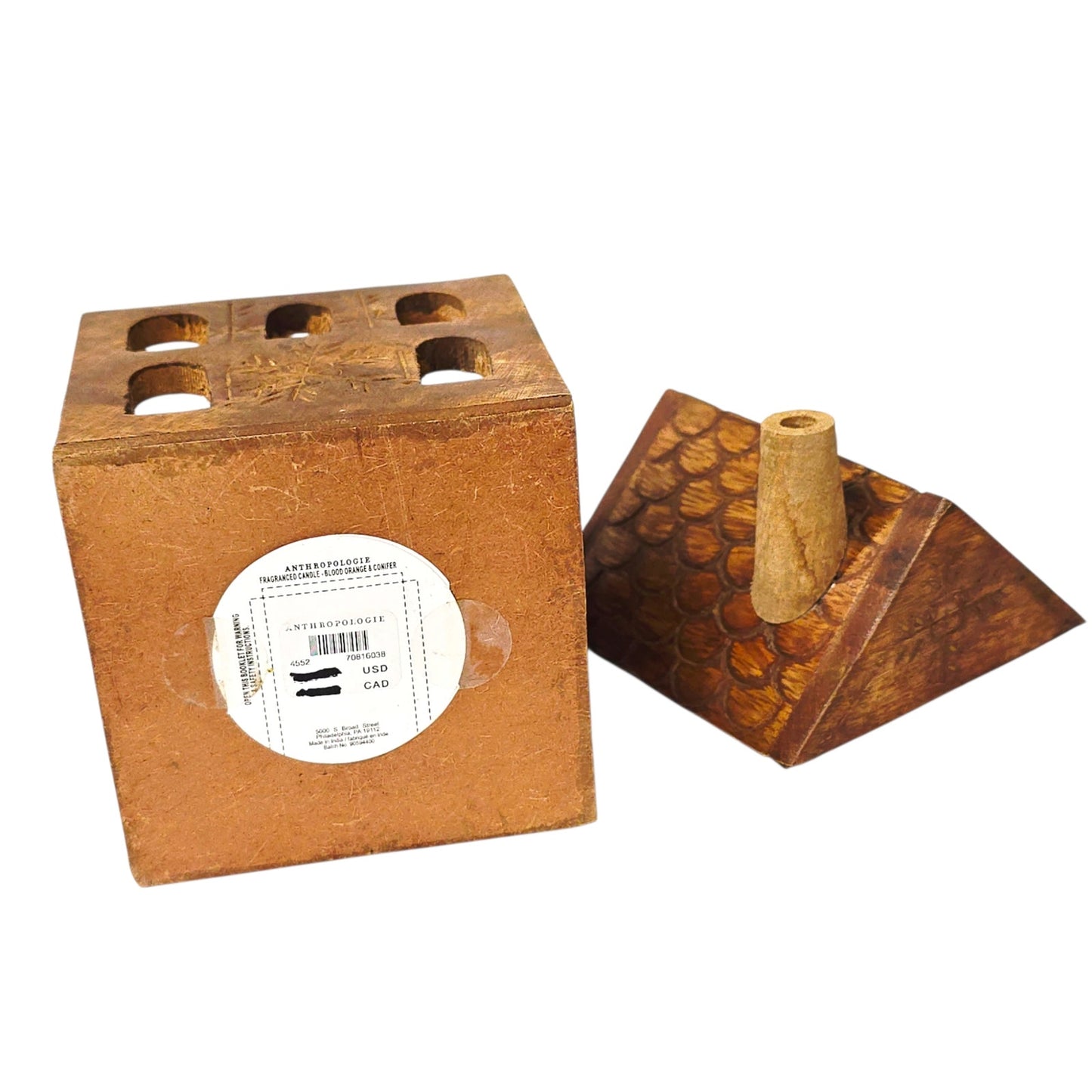 Anthropologie Wooden Humble Home Small Season Decor Candle Holder RARE No candle